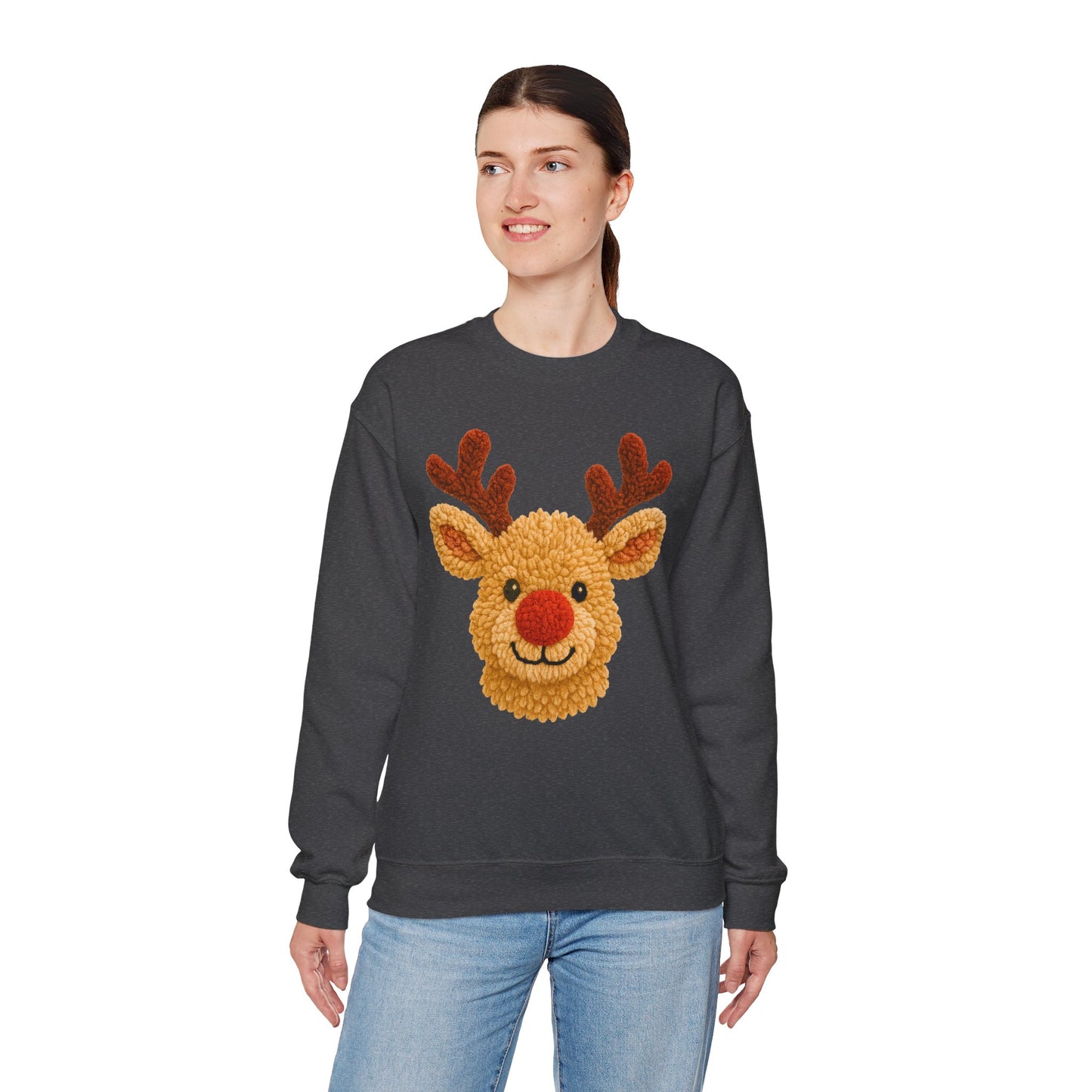 Reindeer Christmas Sweatshirt Unisex Fleece Crew | GiftsMojo