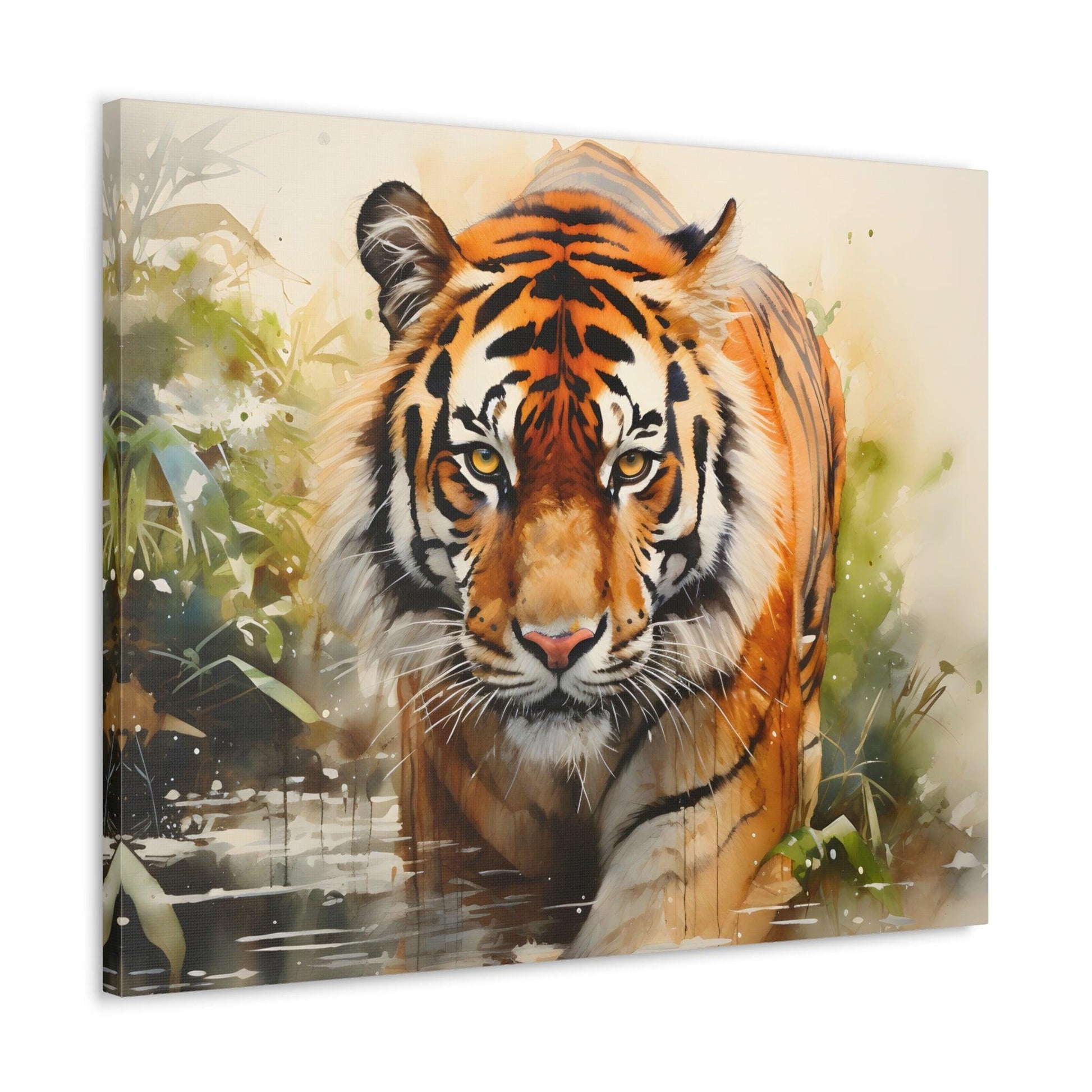 Watercolor Tiger In Nature Art Canvas Gallery Wraps Tiger Print Large Canvas Art Animal Wall Art minimalist Wall Art Lover Gift - Giftsmojo