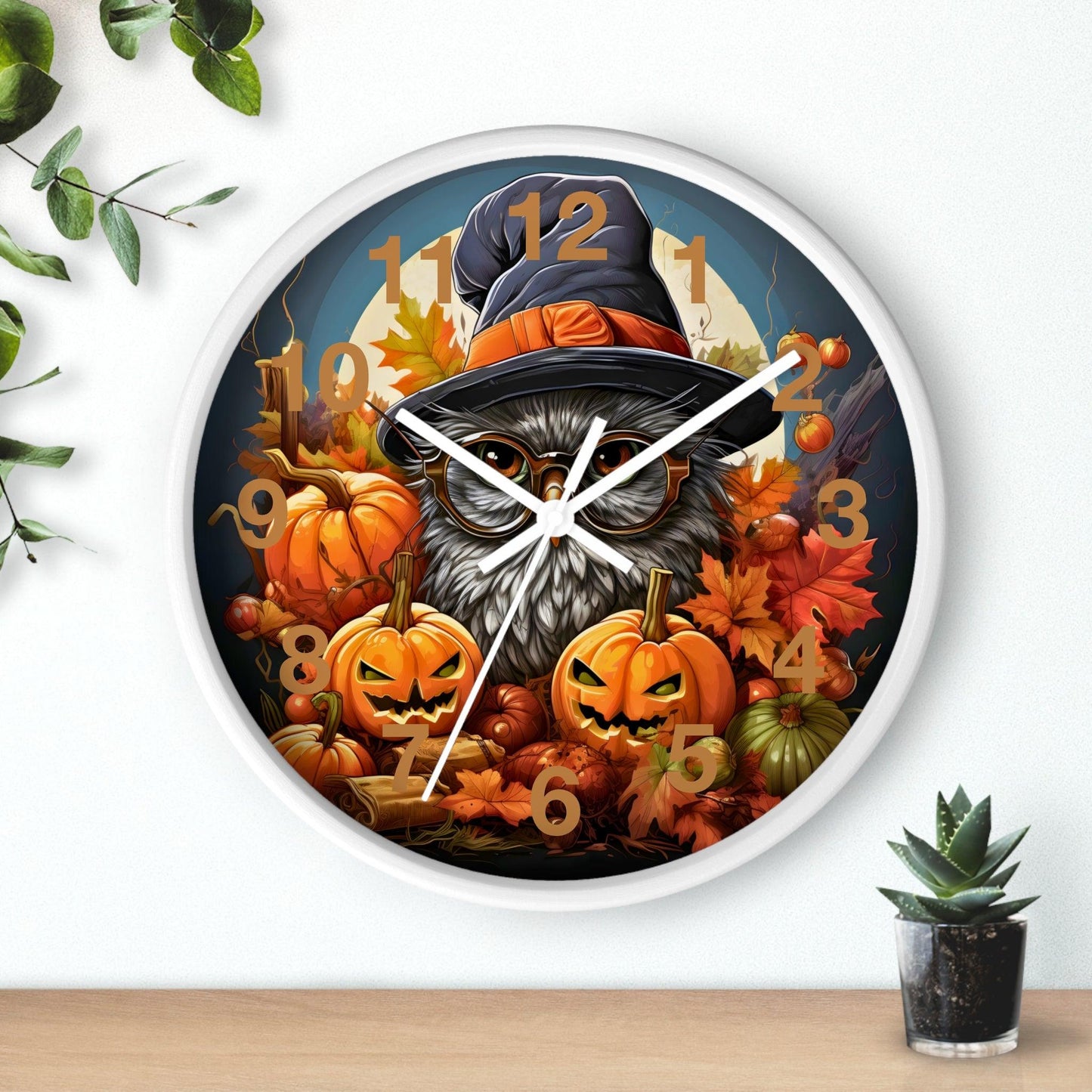 Happy HALLOTHANKSMAS Wall Clock Halloween Wall Clocks Thanksgiving Clock Fall Clock Christmas Decor - Giftsmojo