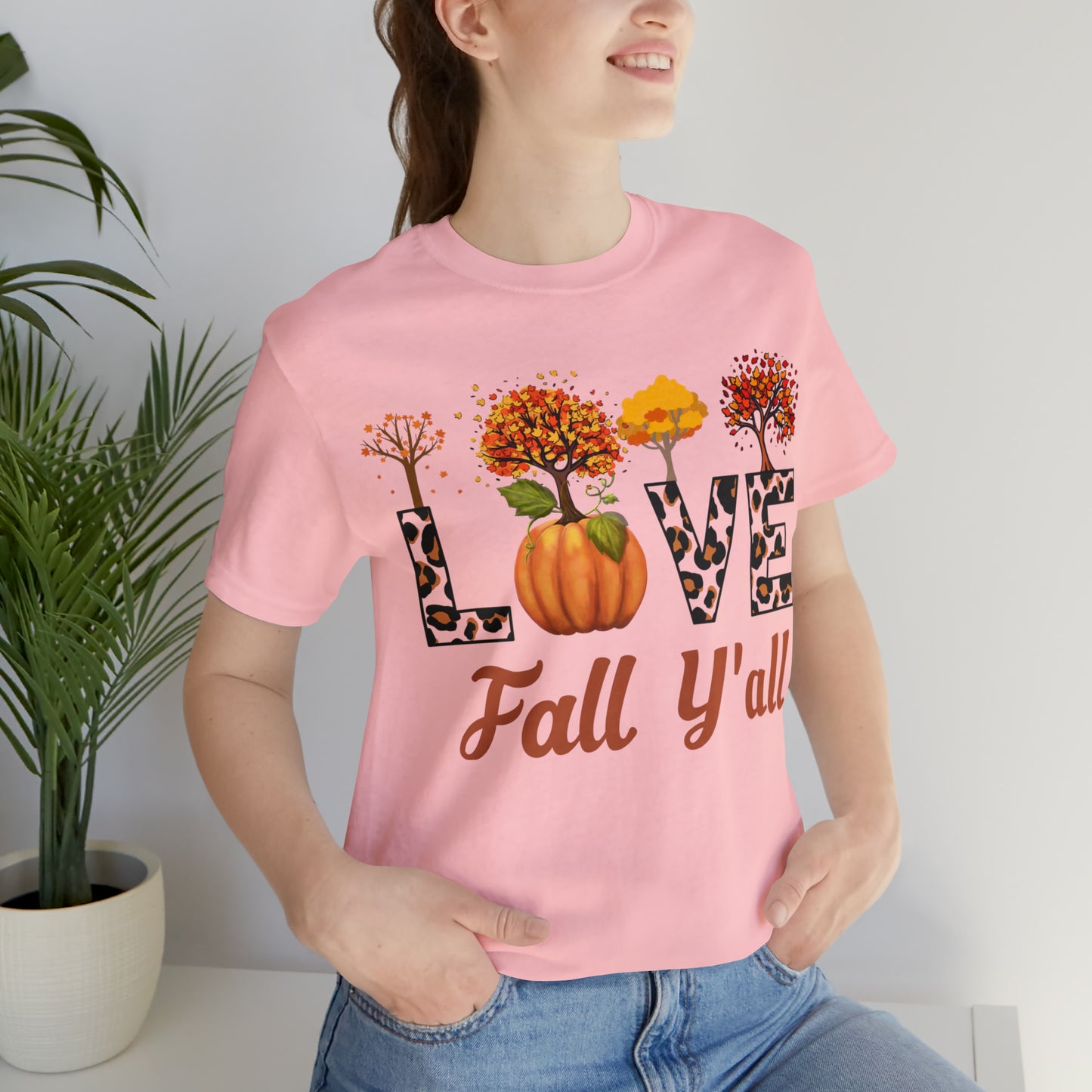 Leopard Print Love Fall Y'all, Fall shirt, Fall lover gift, Nature lover gift.