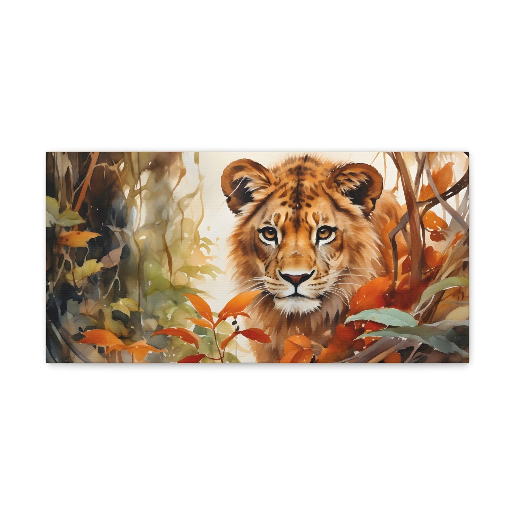 Watercolor Baby Lion In Nature Art Canvas Gallery Wraps Baby Lion Print Large Canvas Art Animal Wall Art minimalist Wall Art Lover Gift - Giftsmojo