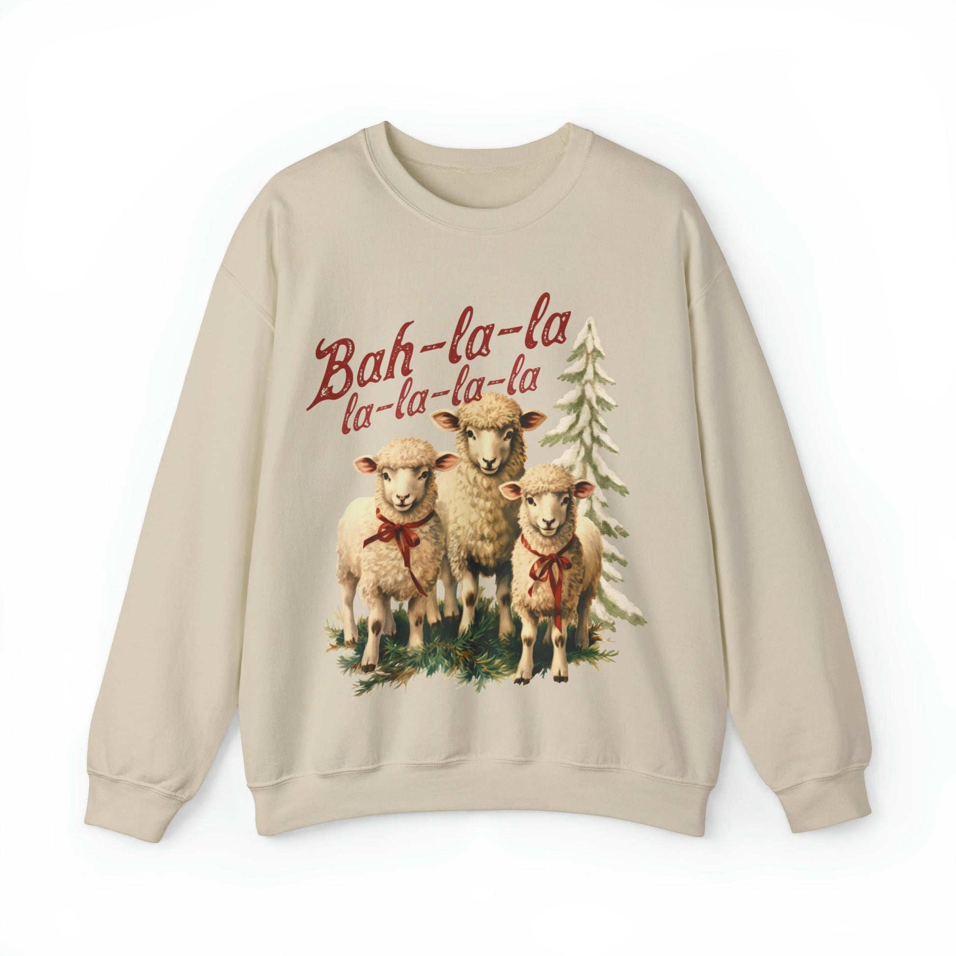 Funny Christmas Sweatshirt Christmas On The Farm Sweatshirt Christmas Sheep Sweatshirt Christmas Sweater Trendy Christmas Shirt Bah-la-la-la-la - Giftsmojo