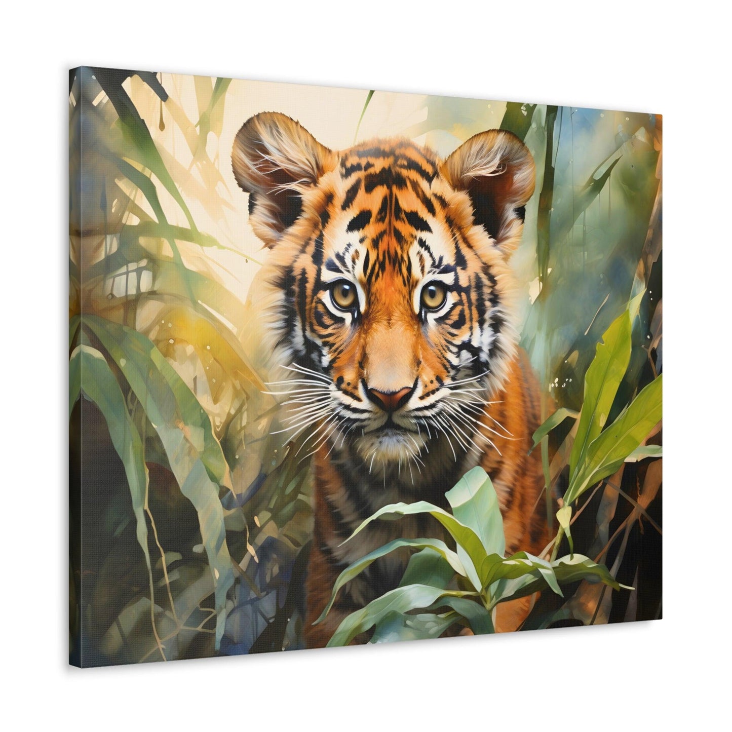 Watercolor Baby Tiger In Nature Art Canvas Gallery Wraps Tiger Print Large Canvas Art Animal Wall Art minimalist Wall Art Lover Gift - Giftsmojo