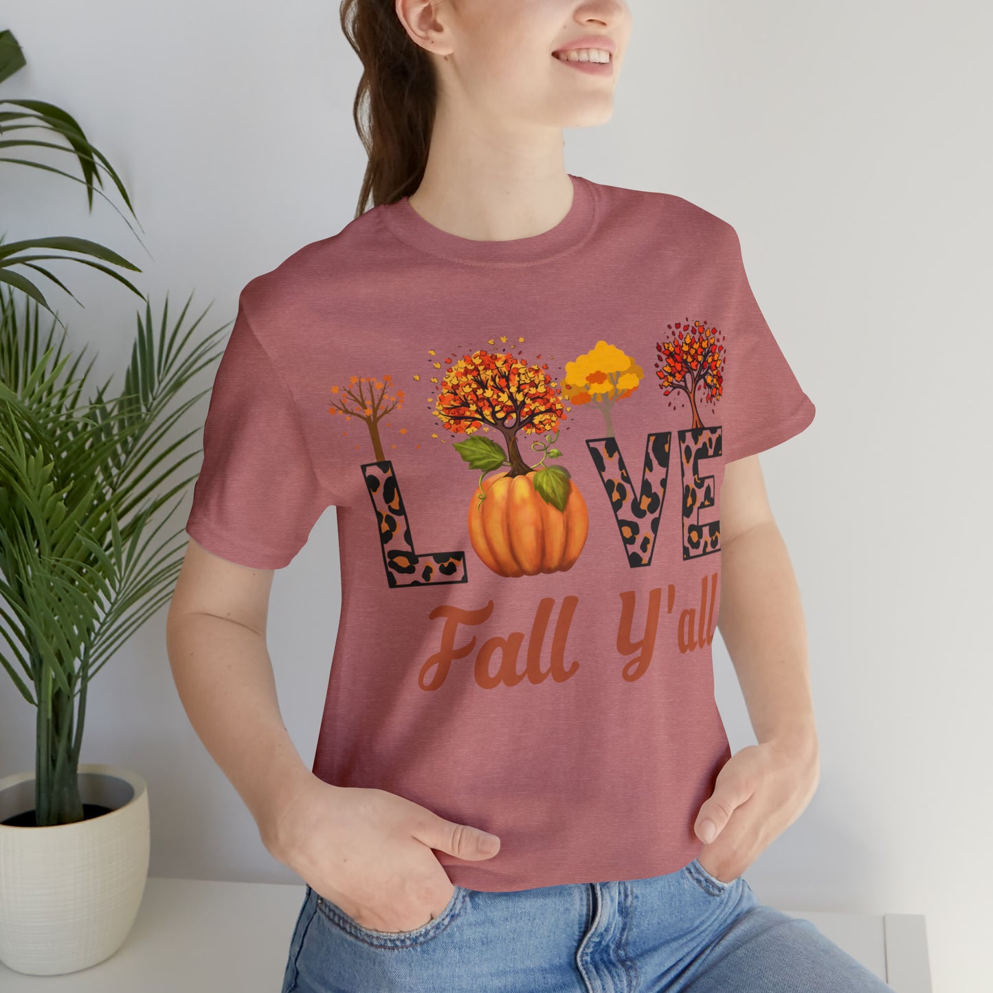 Leopard Print Love Fall Y'all, Fall shirt, Fall lover gift, Nature lover gift.