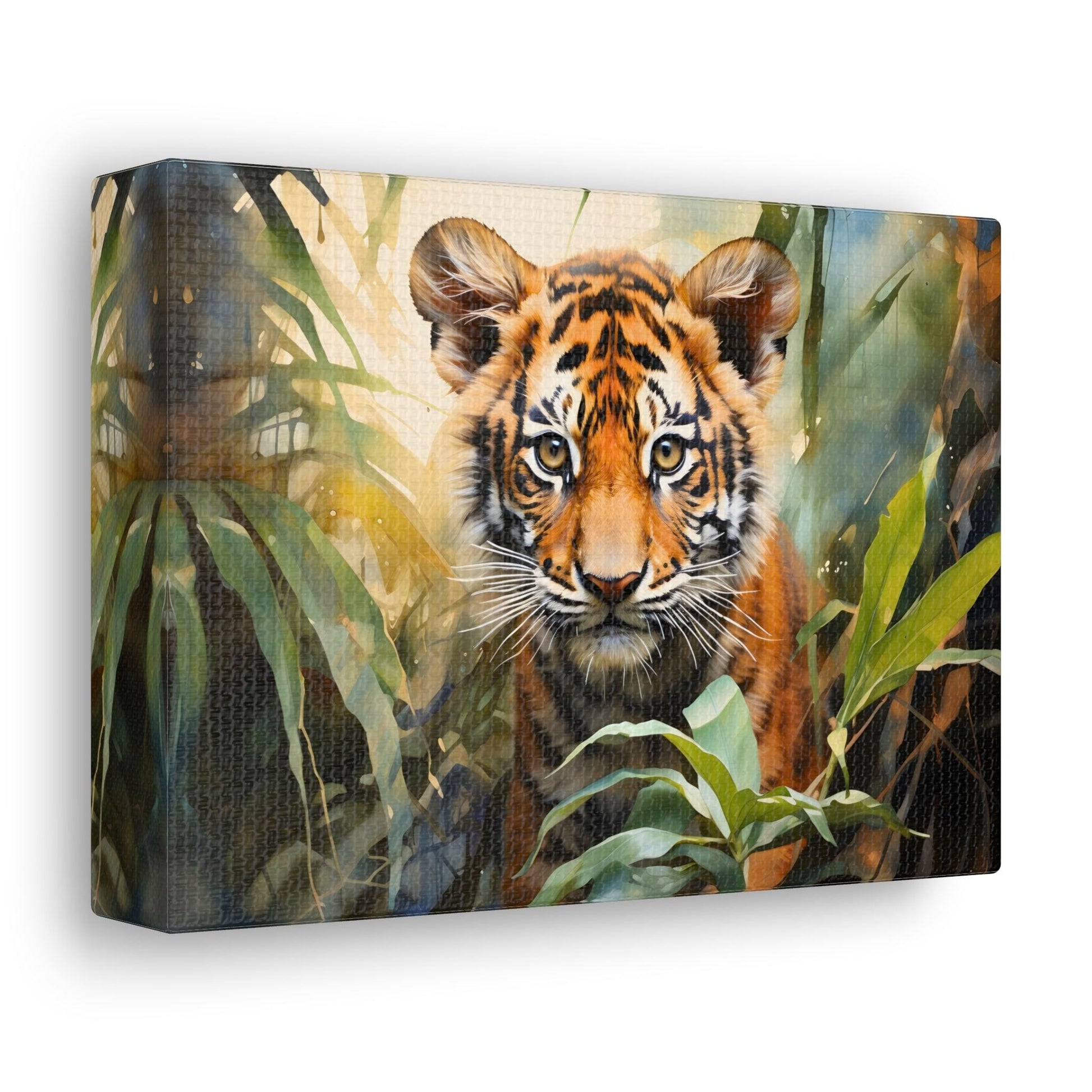 Watercolor Baby Tiger In Nature Art Canvas Gallery Wraps Tiger Print Large Canvas Art Animal Wall Art minimalist Wall Art Lover Gift - Giftsmojo