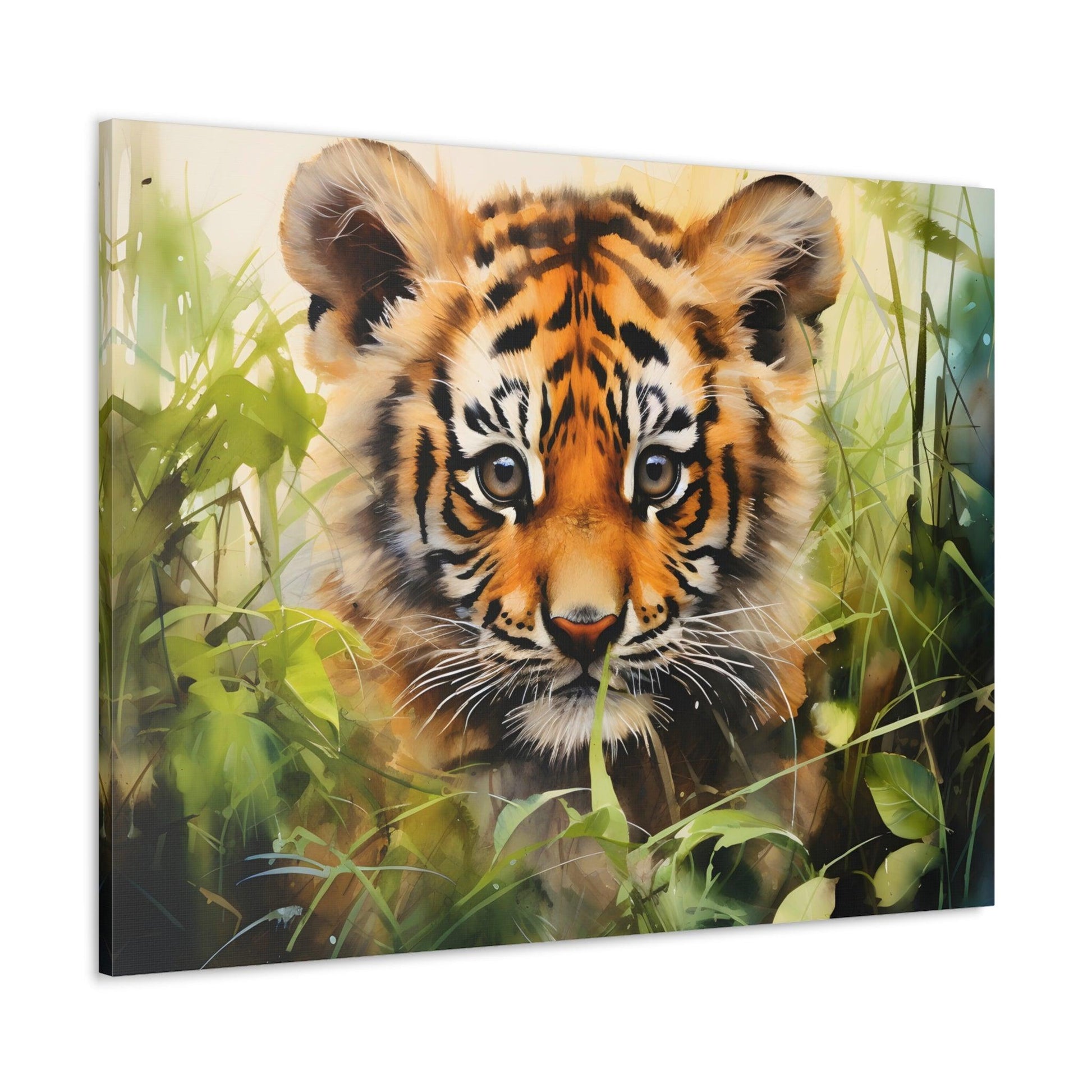 Watercolor Baby Tiger In Nature Art Canvas Gallery Wraps Tiger Print Large Canvas Art Animal Wall Art minimalist Wall Art Lover Gift - Giftsmojo