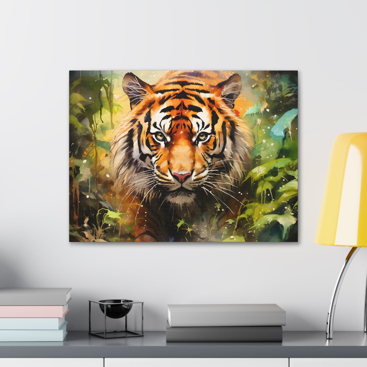 Watercolor Tiger In Nature Art Canvas Gallery Wraps Tiger Print Large Canvas Art Animal Wall Art minimalist Wall Art Lover Gift