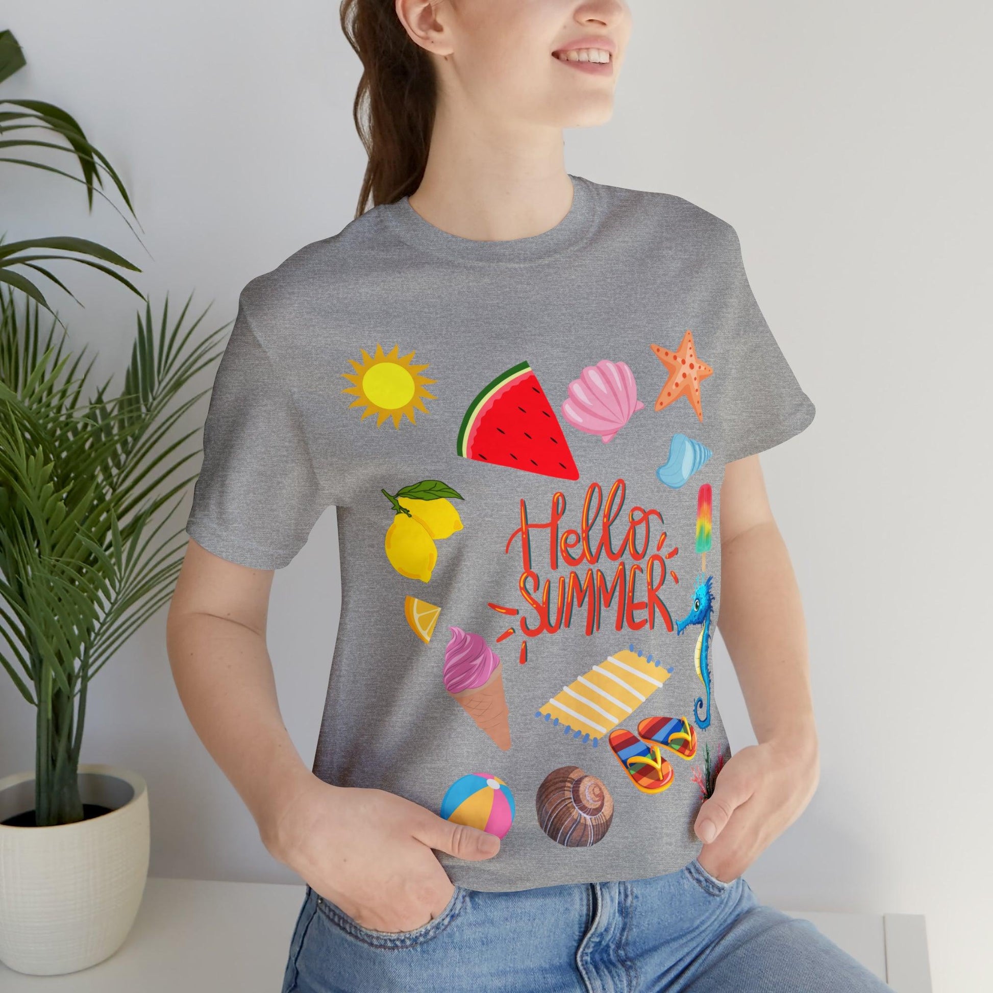 Hello Summer shirt, Summer shirts for women and men, Summer Casual Top Tee - Giftsmojo