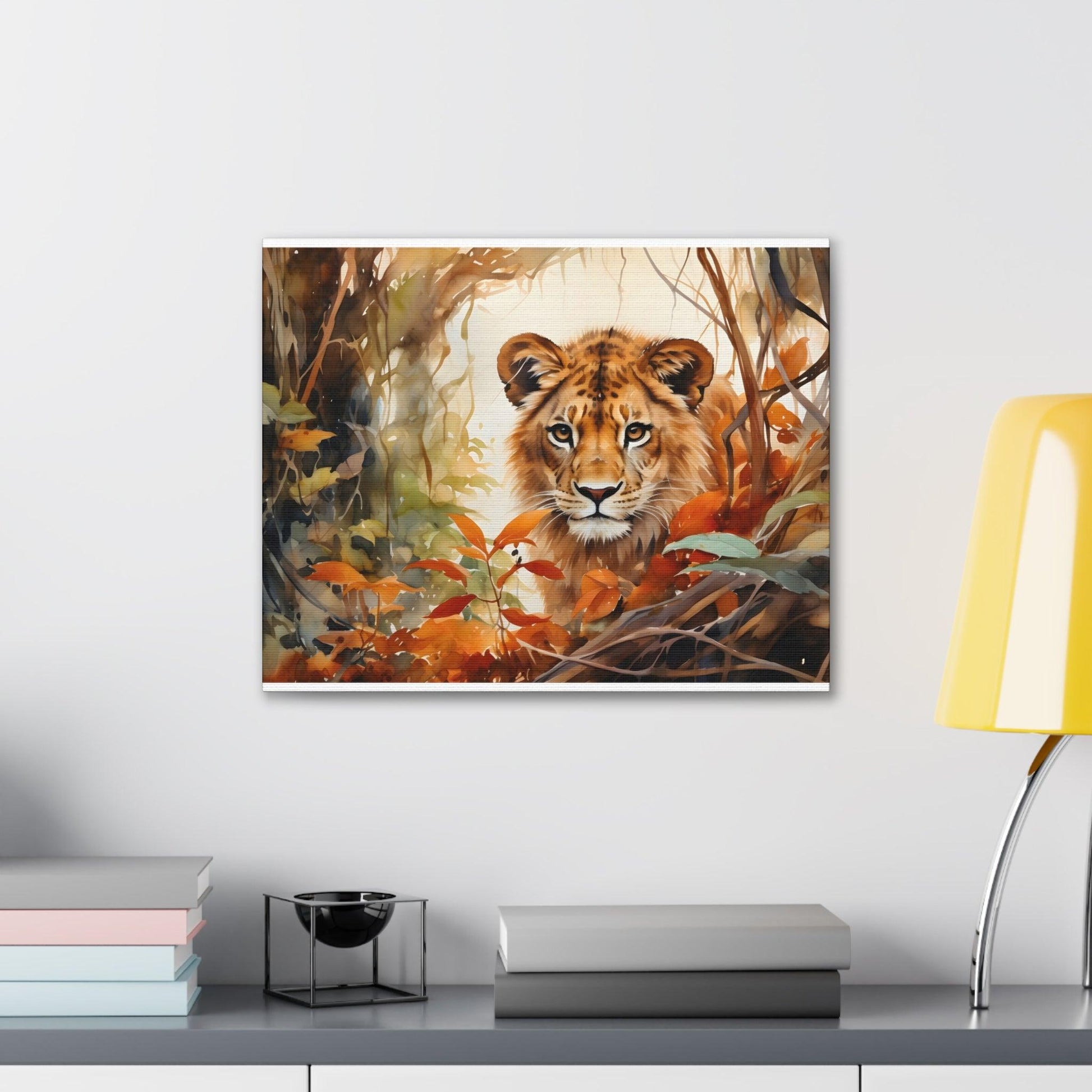 Watercolor Baby Lion In Nature Art Canvas Gallery Wraps Baby Lion Print Large Canvas Art Animal Wall Art minimalist Wall Art Lover Gift - Giftsmojo