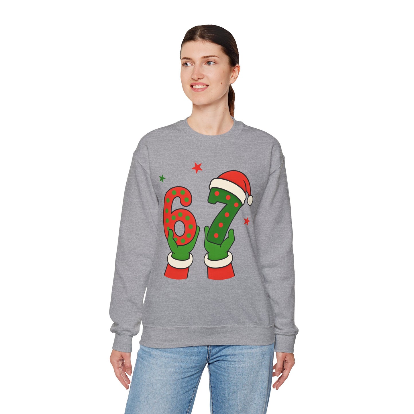 Grinch Hands Holding 'Six Seven' Sweatshirt