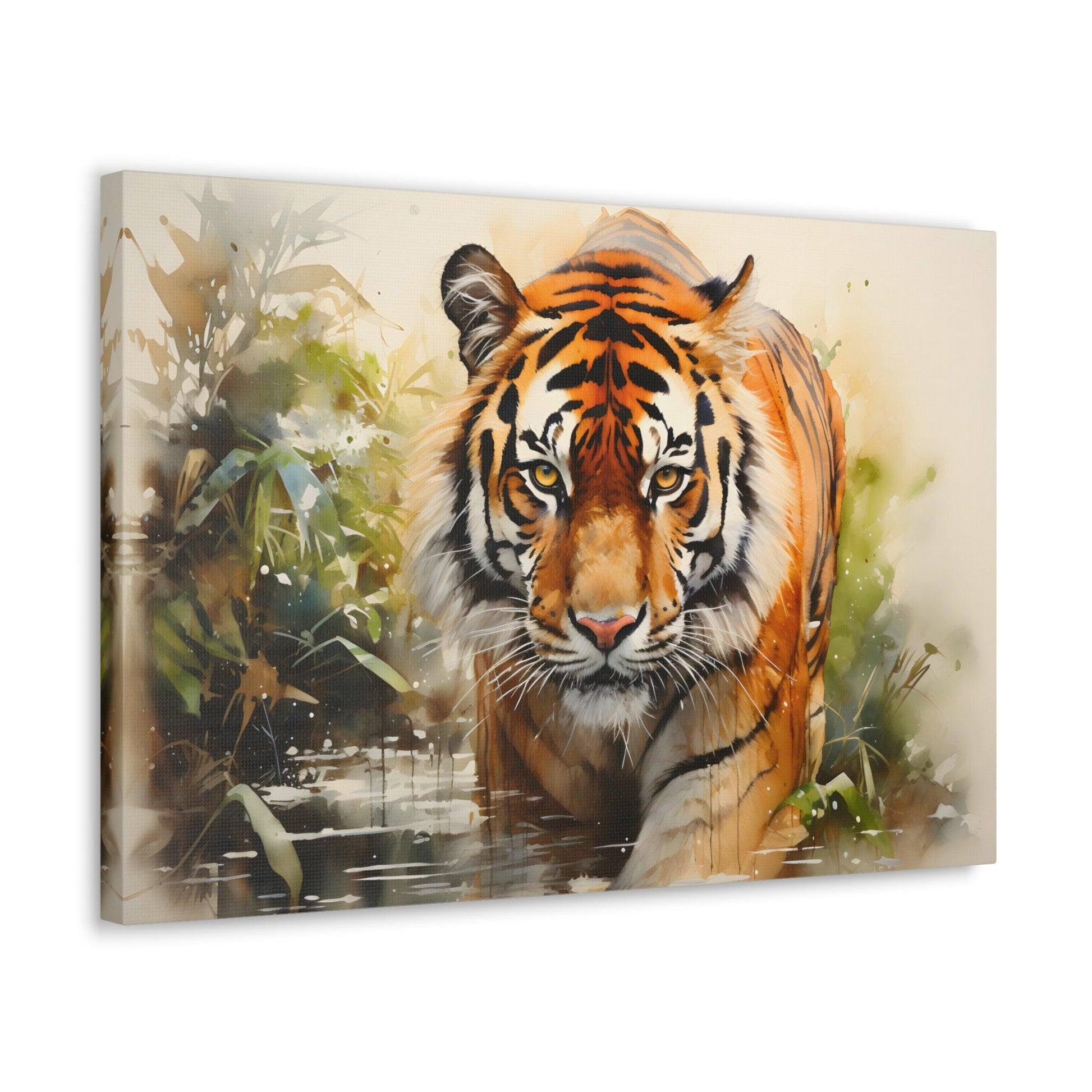 Watercolor Tiger In Nature Art Canvas Gallery Wraps Tiger Print Large Canvas Art Animal Wall Art minimalist Wall Art Lover Gift - Giftsmojo