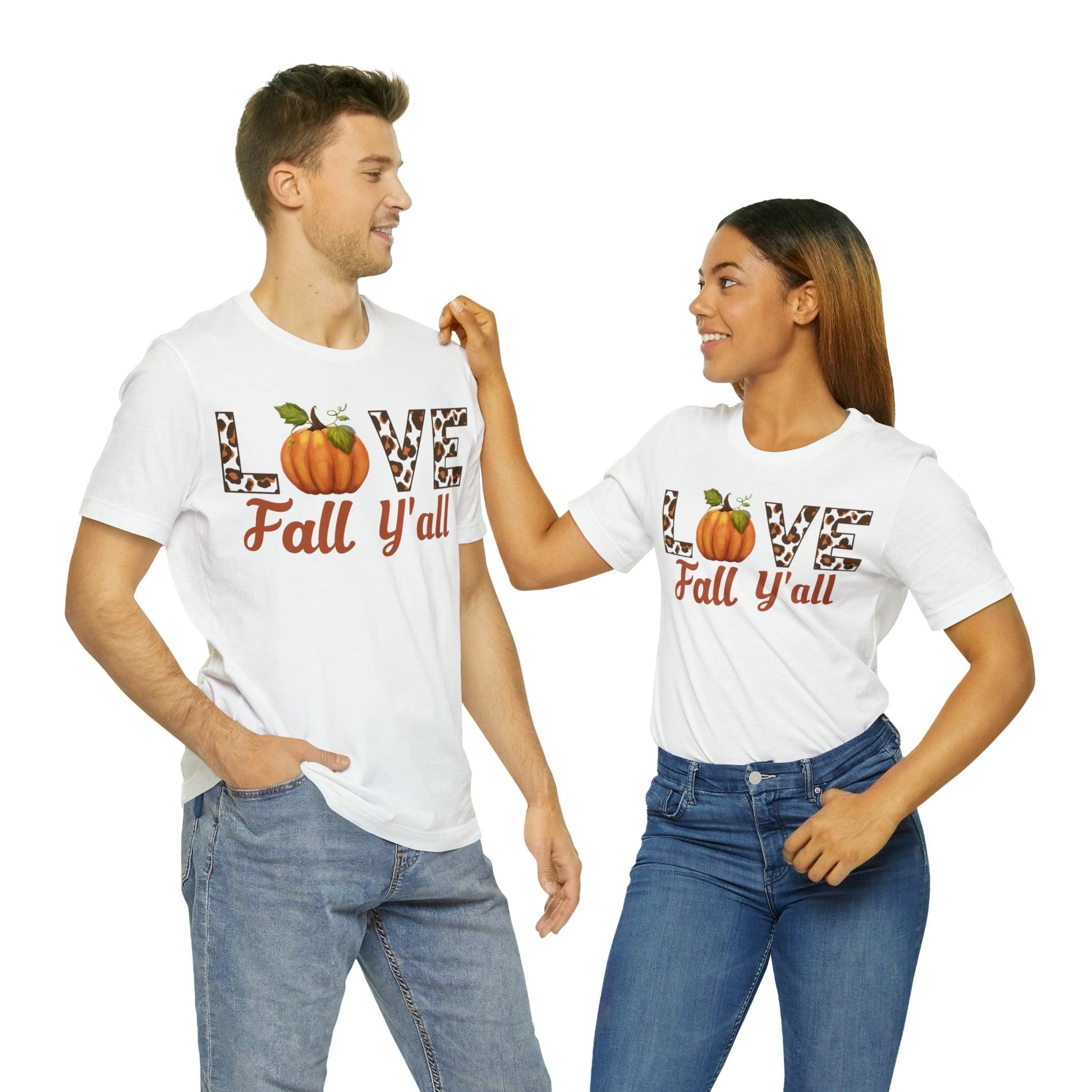 Leopard Print Love Fall Y'all Shirt, Pumpkin Shirt, Fall Shirt for Fall Lover, Fall gift - Giftsmojo