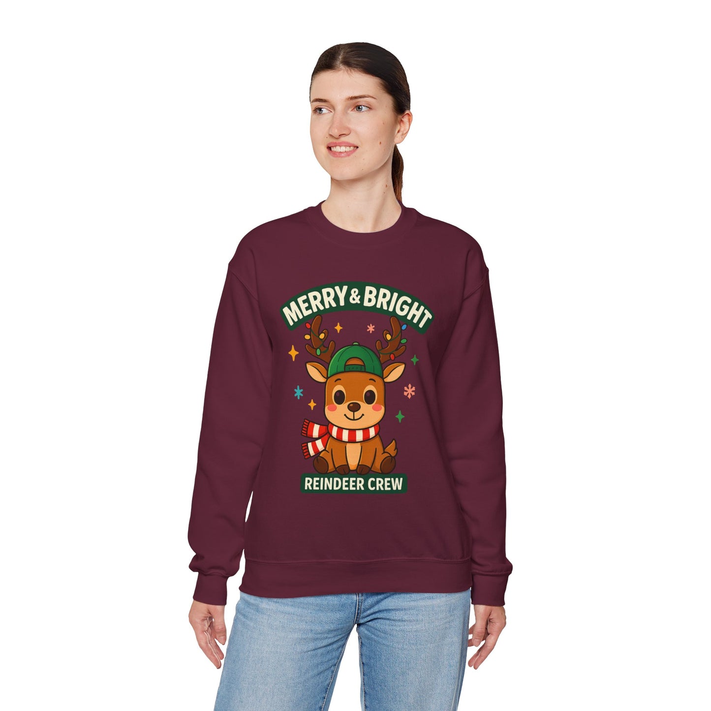 Reindeer With Scarf Christmas Sweatshirt – GiftsMojo