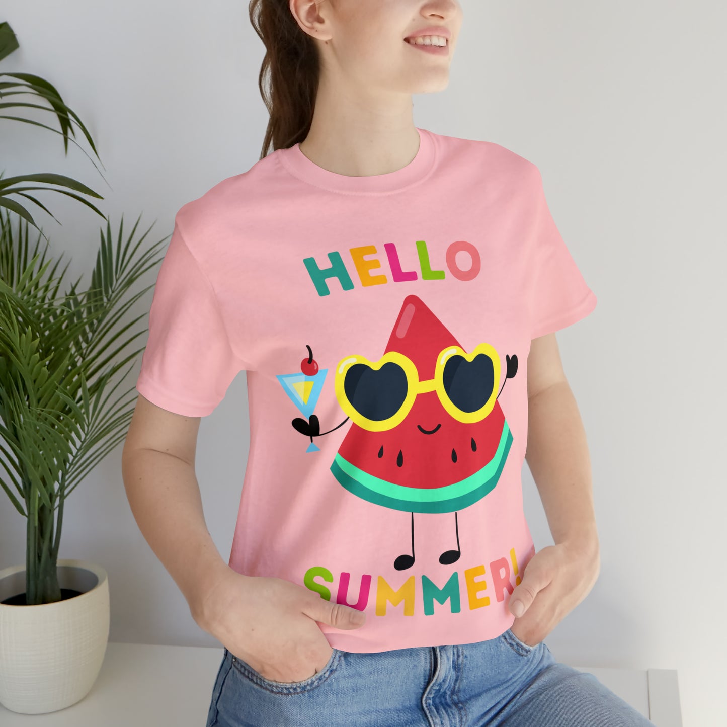 Hello Summer Shirt, Funny Summer Casual Top Tee,Unisex Summer Tshirt Ladies