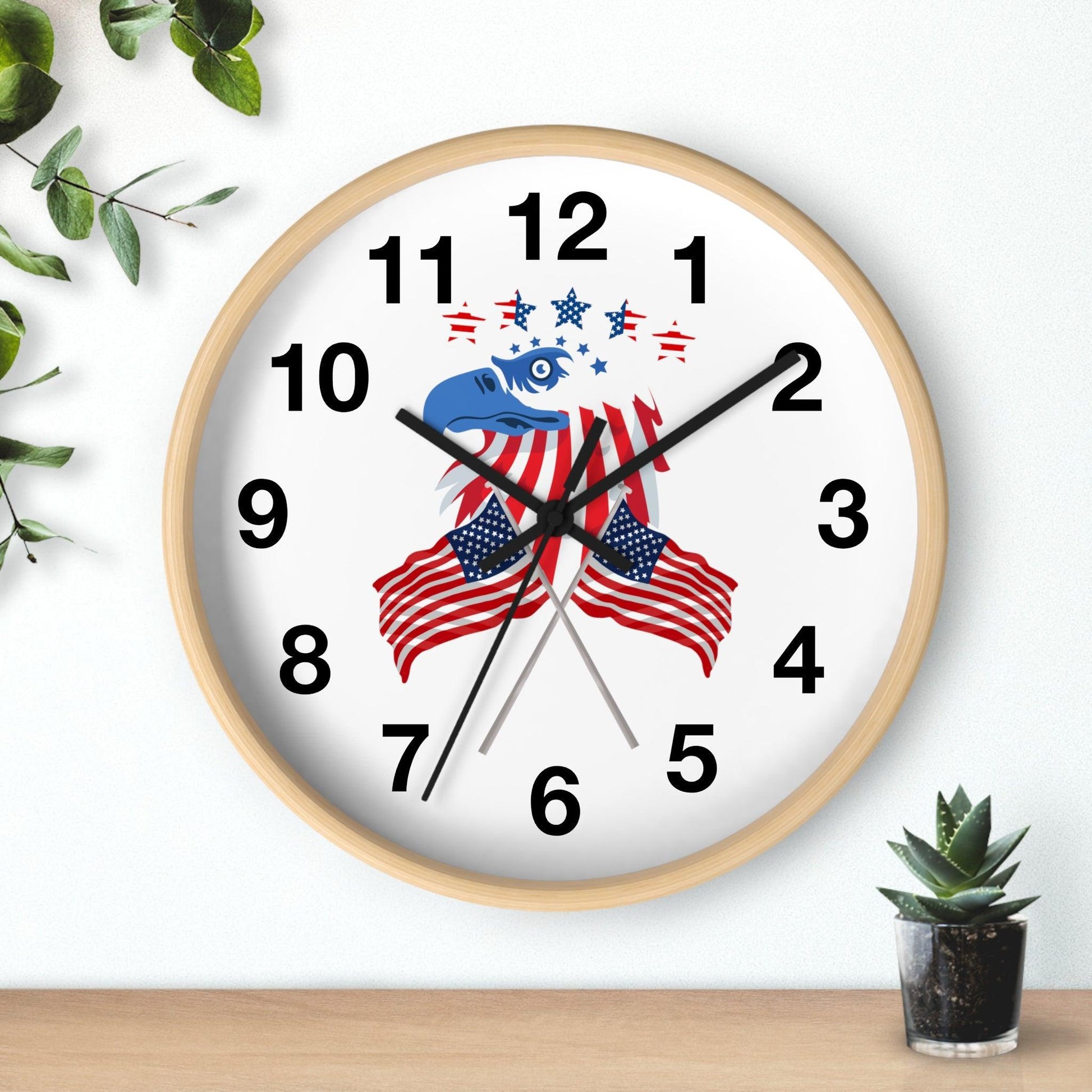 USA Flag Wall Clock, Home decor gift, House Warming gift, New Home Gift, Patriotic Gift School Clock Home Clock Office Clock - Giftsmojo