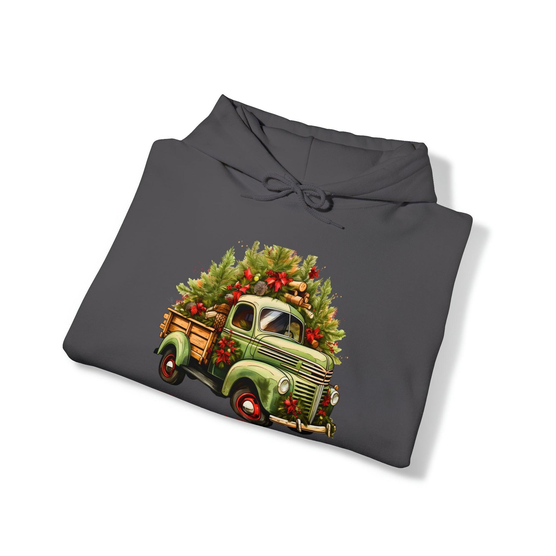 Christmas Tree Truck Hooded Sweatshirt Christmas Truck Sweatshirt Christmas Sweater Truck Pullover Christmas Tree Sweat Pine Tree Pullover - Giftsmojo