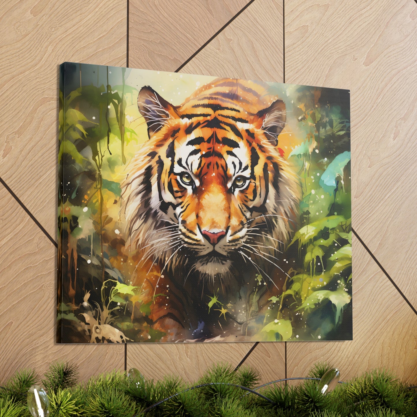 Watercolor Tiger In Nature Art Canvas Gallery Wraps Tiger Print Large Canvas Art Animal Wall Art minimalist Wall Art Lover Gift