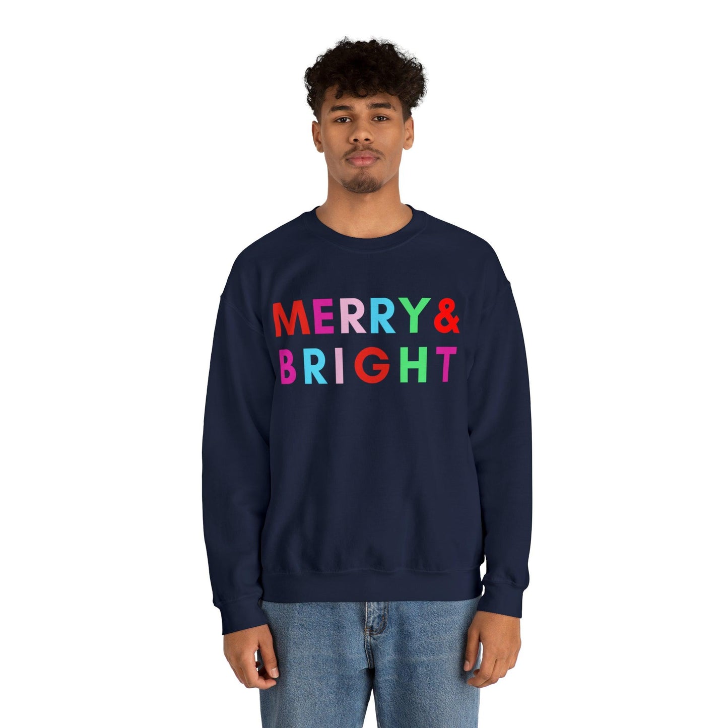 Merry and Bright Christmas Sweatshirt Christmas Shirts, Merry Christmas Crewneck Cute Winter Sweater Christmas Gift - Giftsmojo