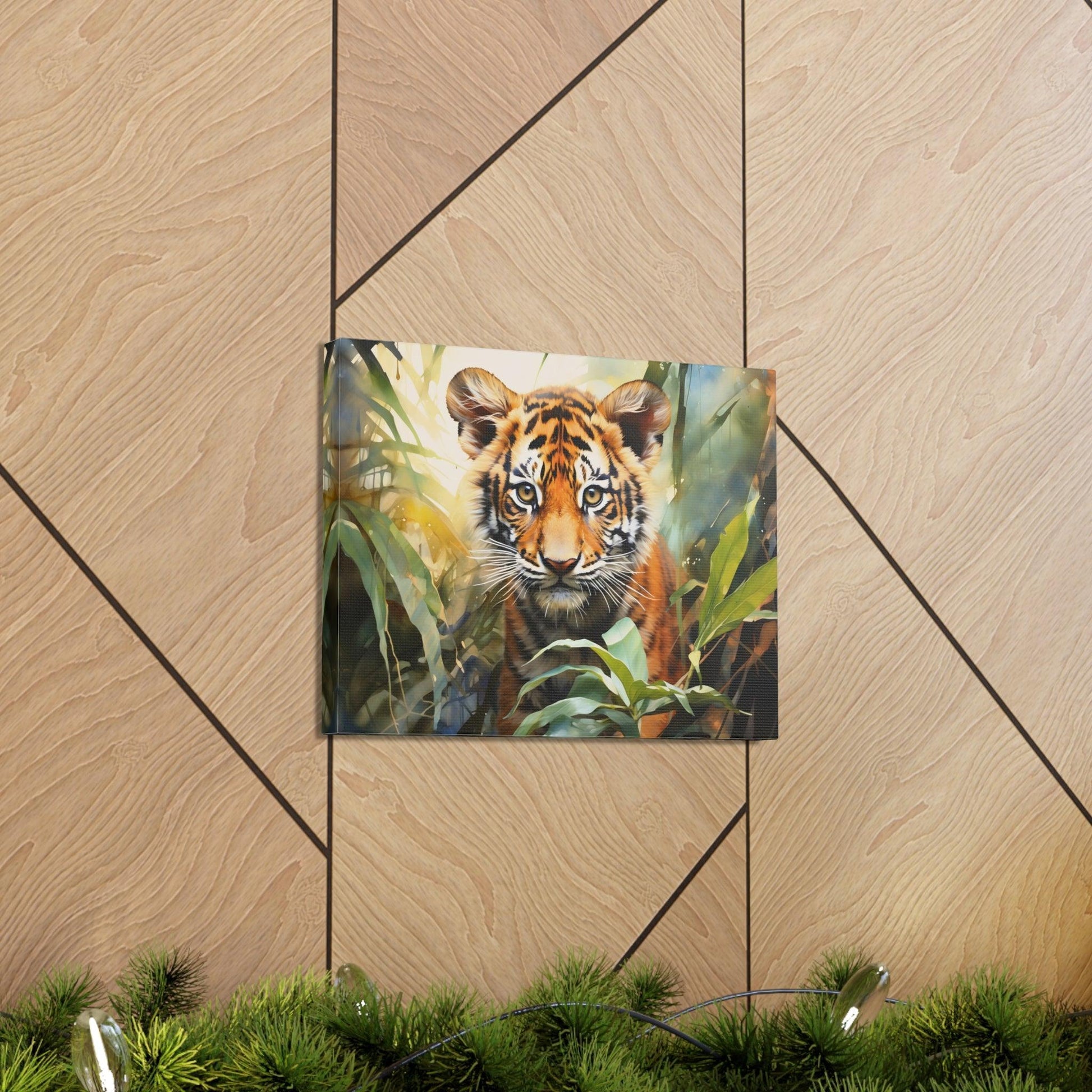 Watercolor Baby Tiger In Nature Art Canvas Gallery Wraps Tiger Print Large Canvas Art Animal Wall Art minimalist Wall Art Lover Gift - Giftsmojo