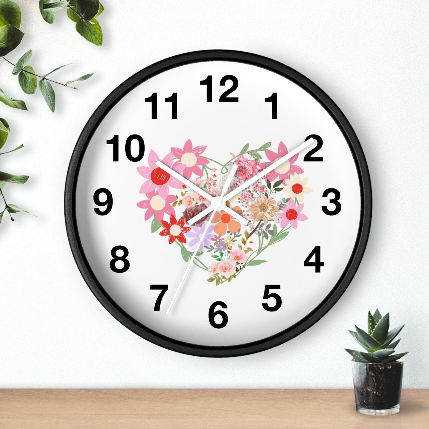 Flower wall clock, Flower Heart Wall clock, Floral Wall Clock, Home decor gift, House Warming gift, New Home Gift, Mom gift