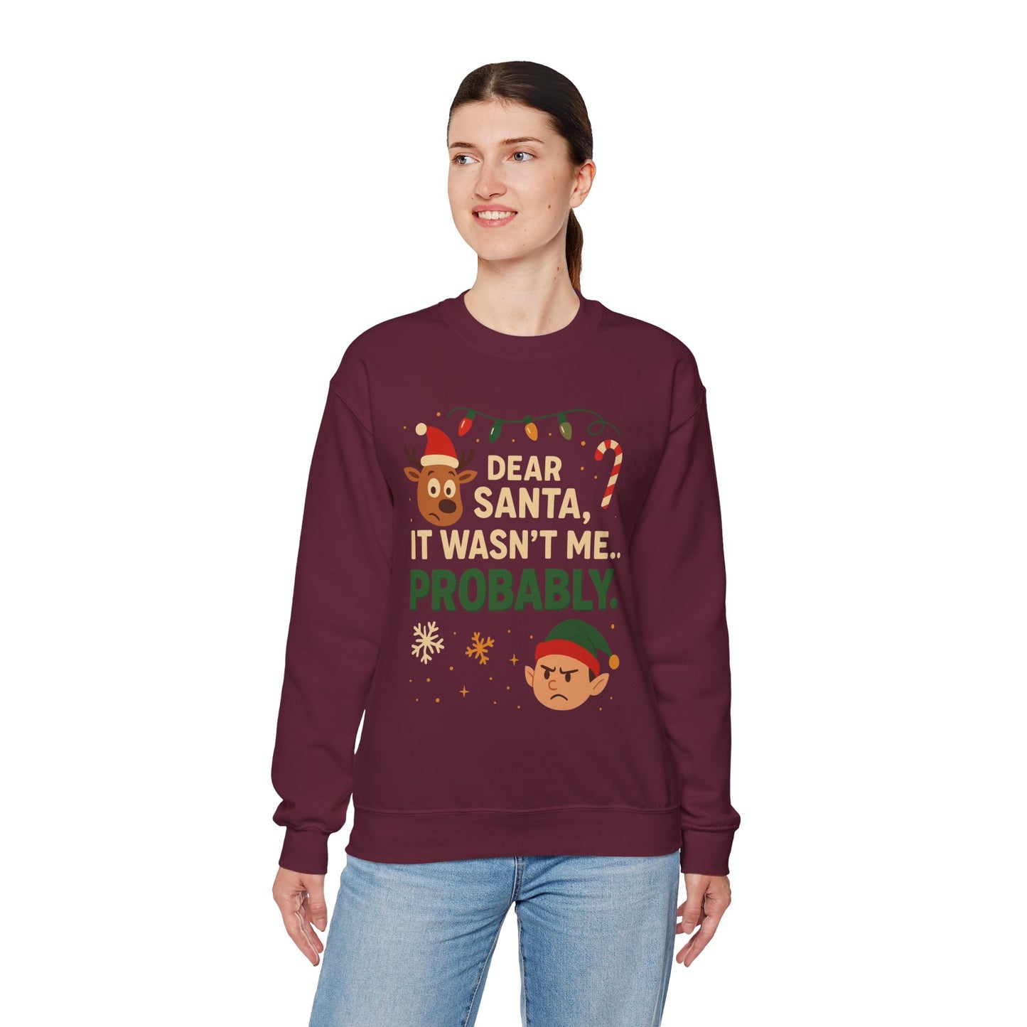 Funny Holiday Unisex Sweatshirt - 'Dear Santa It Wasn't Me' Design