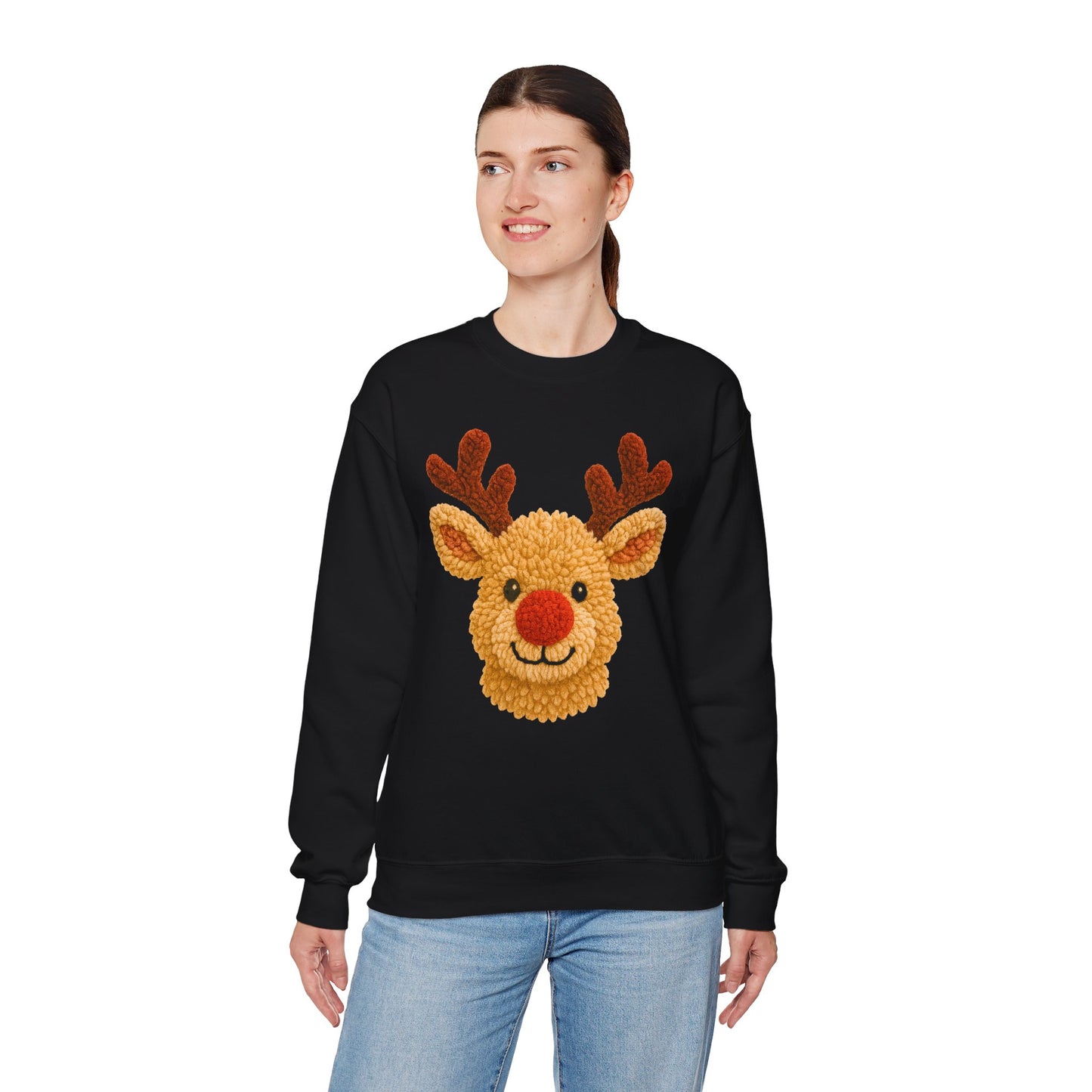 Reindeer Christmas Sweatshirt Unisex Fleece Crew | GiftsMojo