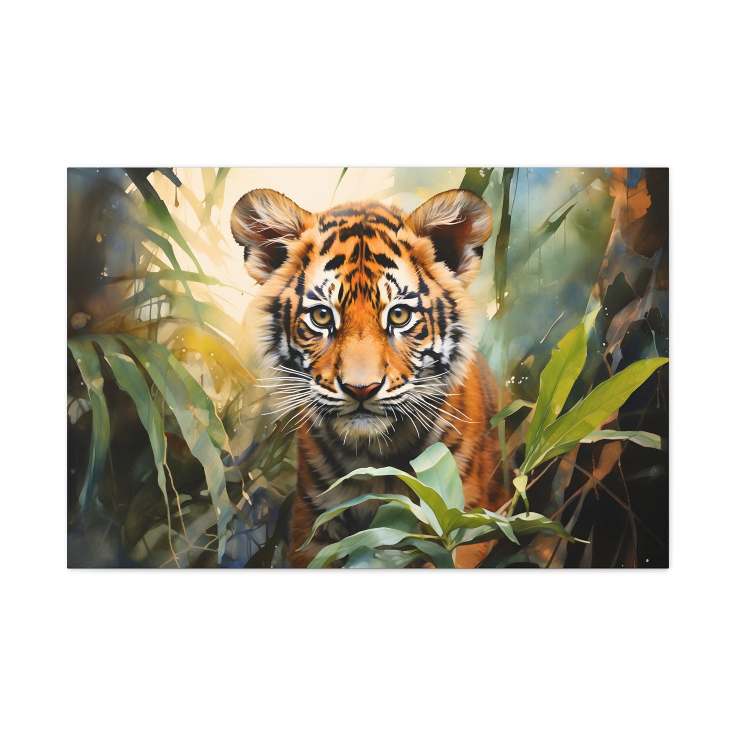 Watercolor Baby Tiger In Nature Art Canvas Gallery Wraps Tiger Print Large Canvas Art Animal Wall Art minimalist Wall Art Lover Gift