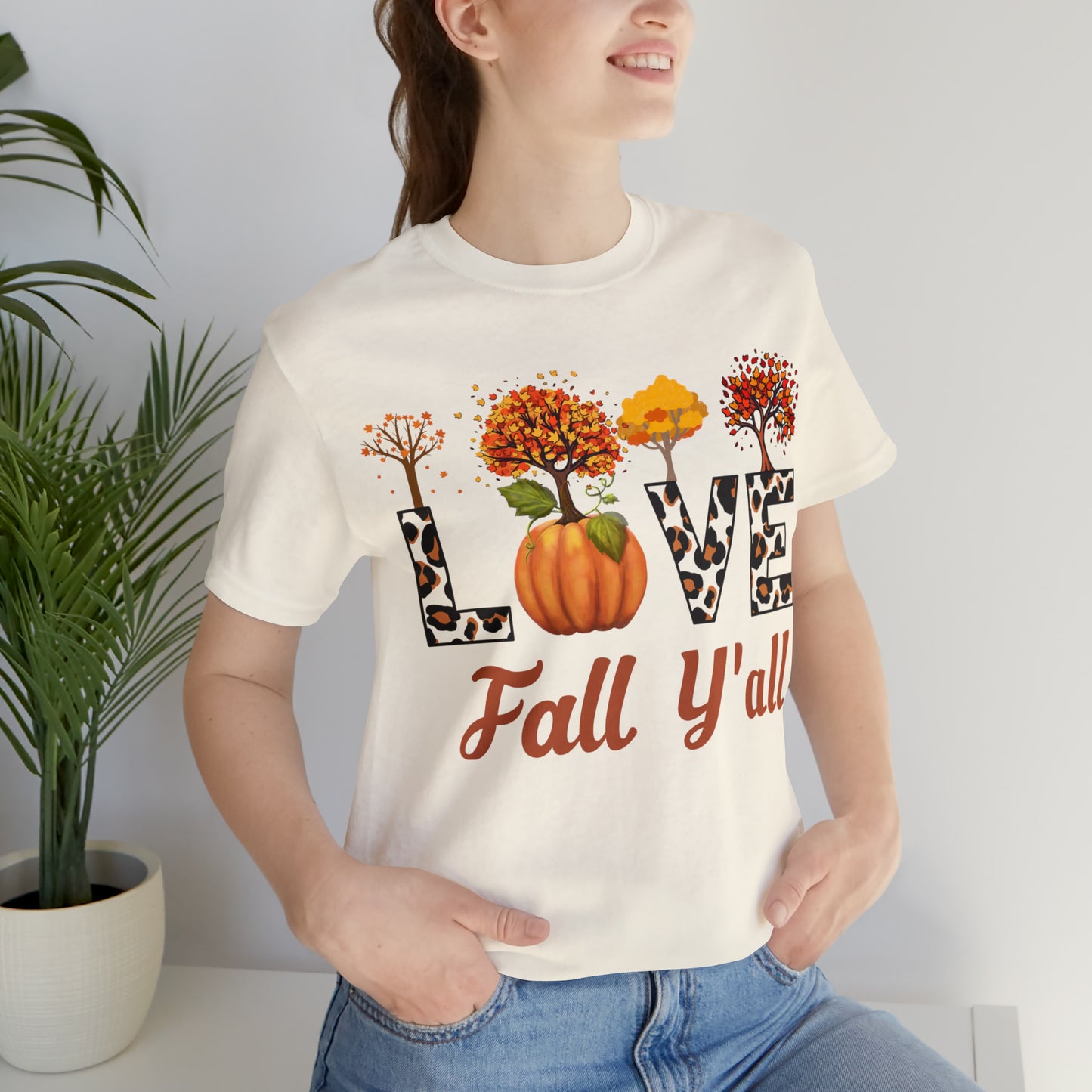 Leopard Print Love Fall Y'all, Fall shirt, Fall lover gift, Nature lover gift.