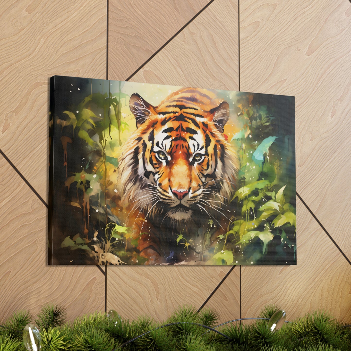 Watercolor Tiger In Nature Art Canvas Gallery Wraps Tiger Print Large Canvas Art Animal Wall Art minimalist Wall Art Lover Gift