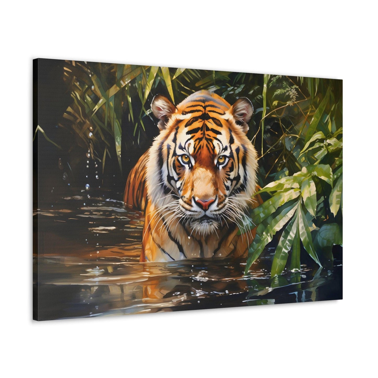 Watercolor Tiger In Nature Art Canvas Gallery Wraps Tiger Print Large Canvas Art Animal Wall Art minimalist Wall Art Lover Gift - Giftsmojo