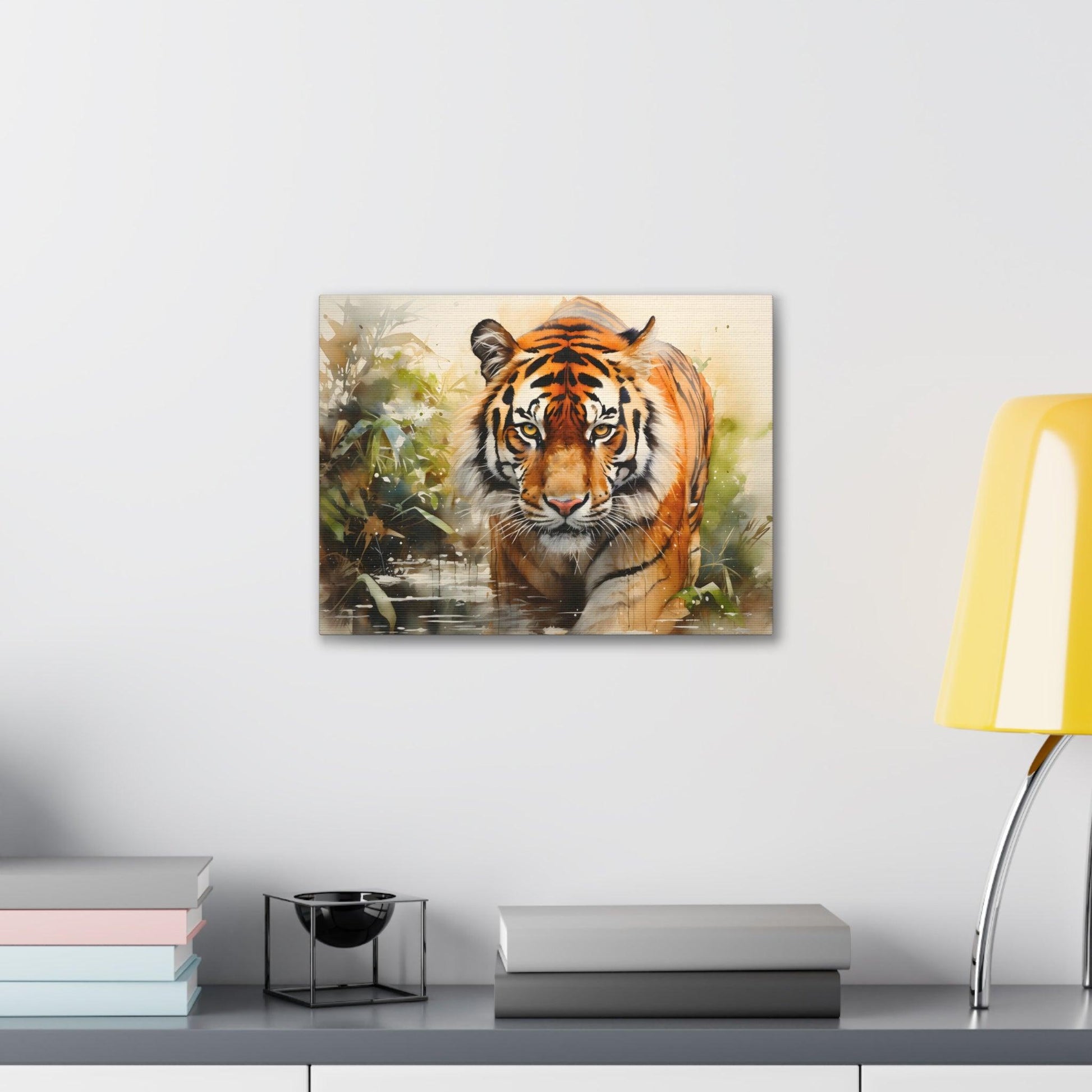 Watercolor Tiger In Nature Art Canvas Gallery Wraps Tiger Print Large Canvas Art Animal Wall Art minimalist Wall Art Lover Gift - Giftsmojo