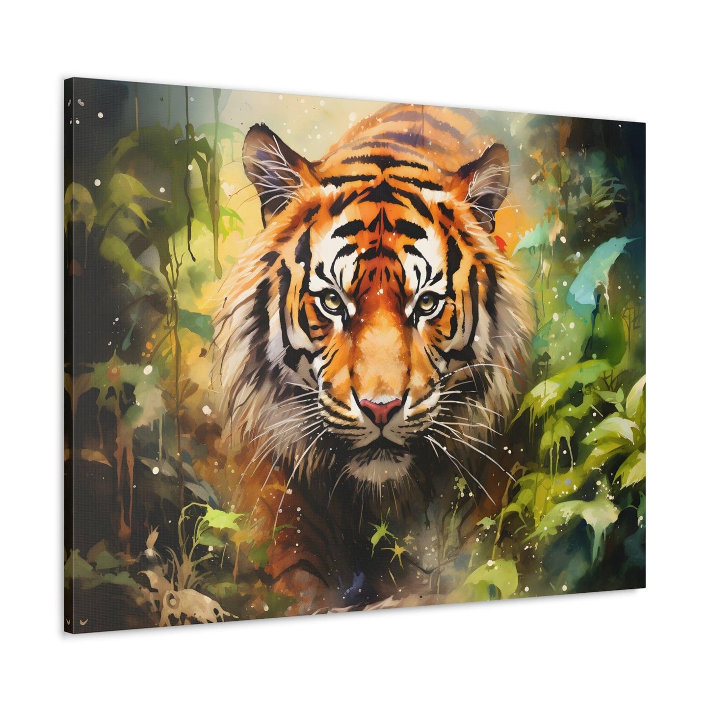 Watercolor Tiger In Nature Art Canvas Gallery Wraps Tiger Print Large Canvas Art Animal Wall Art minimalist Wall Art Lover Gift - Giftsmojo