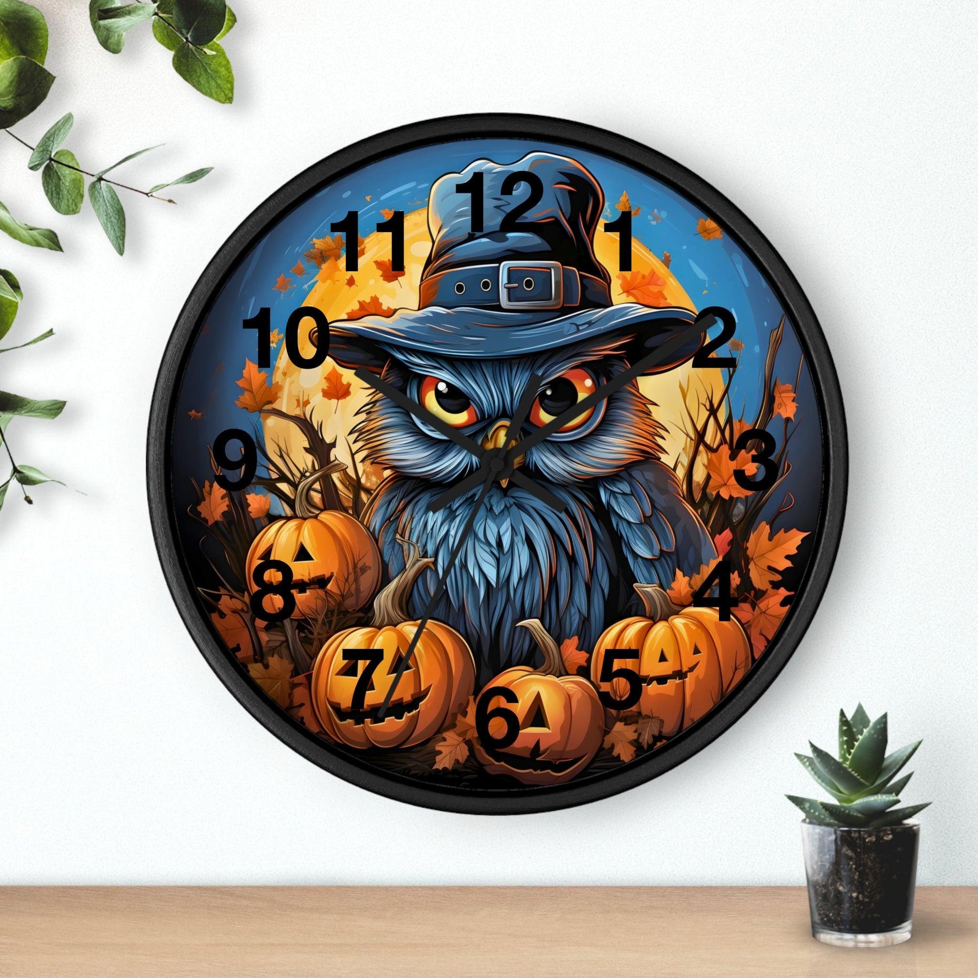 Happy HALLOTHANKSMAS Wall Clock Halloween Wall Clocks Thanksgiving Clock Fall Clock Halloween Decor - Giftsmojo