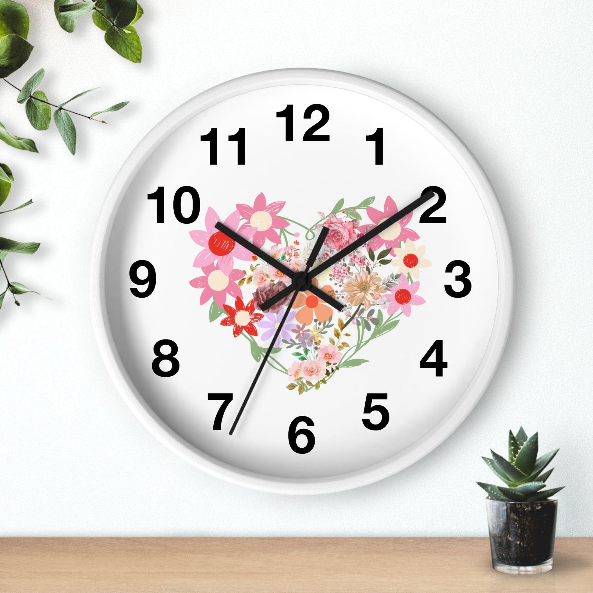Flower wall clock, Flower Heart Wall clock, Floral Wall Clock, Home decor gift, House Warming gift, New Home Gift, Mom gift - Giftsmojo
