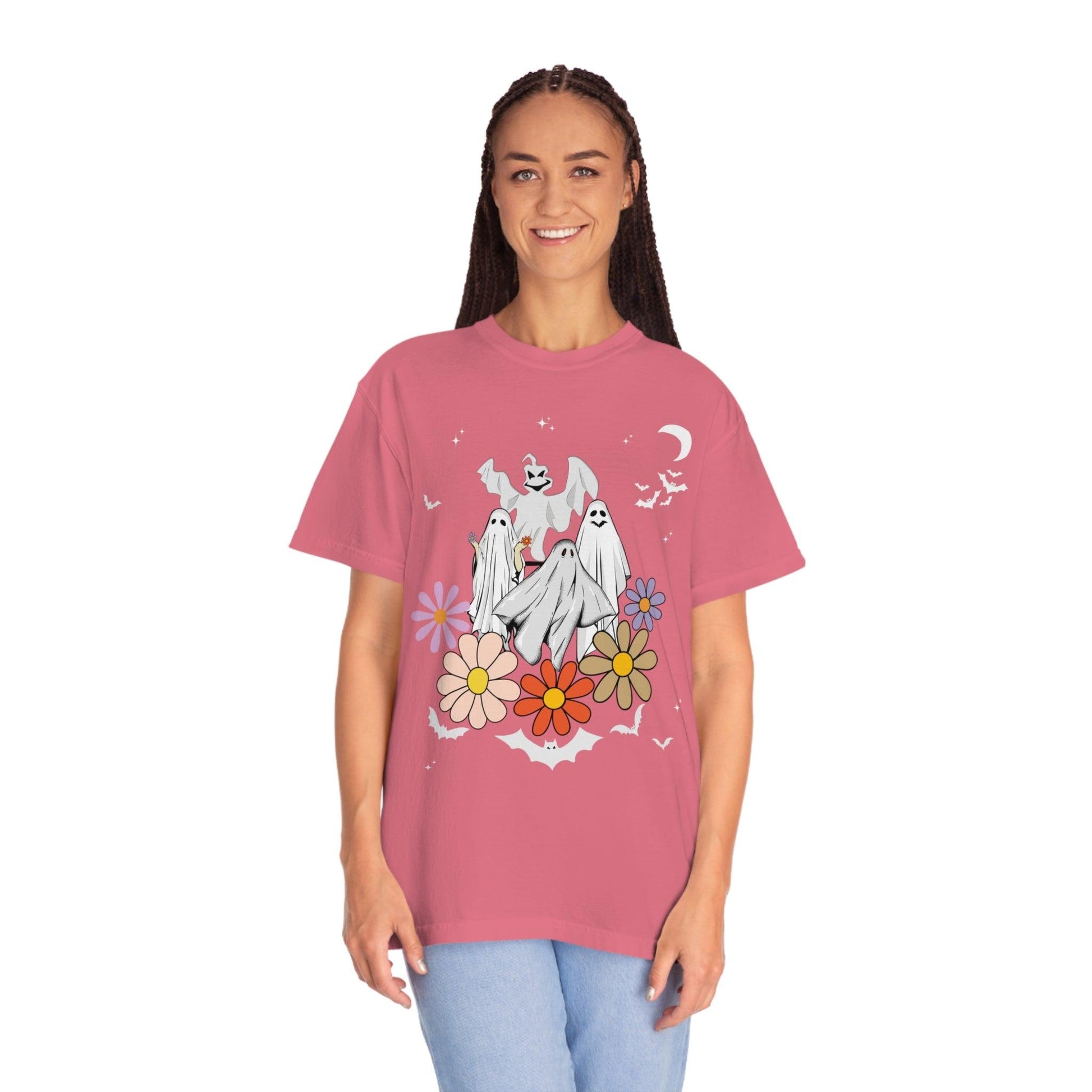Retro Halloween t-shirt, Vintage Floral Ghost Shirt Halloween Shirt - Giftsmojo