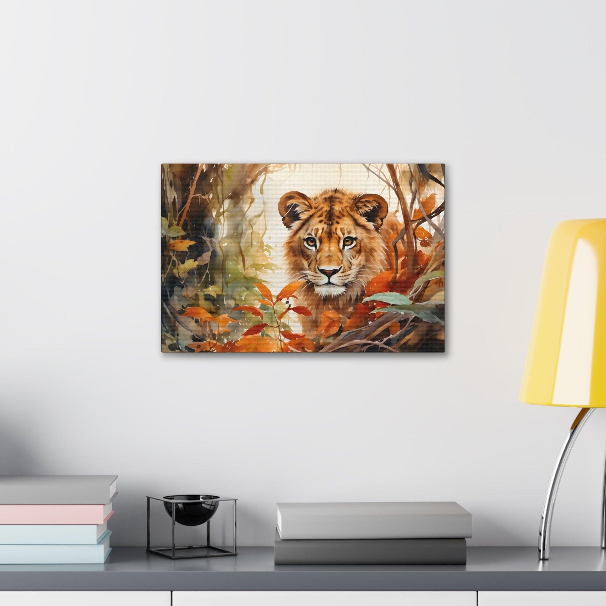 Watercolor Baby Lion In Nature Art Canvas Gallery Wraps Baby Lion Print Large Canvas Art Animal Wall Art minimalist Wall Art Lover Gift - Giftsmojo