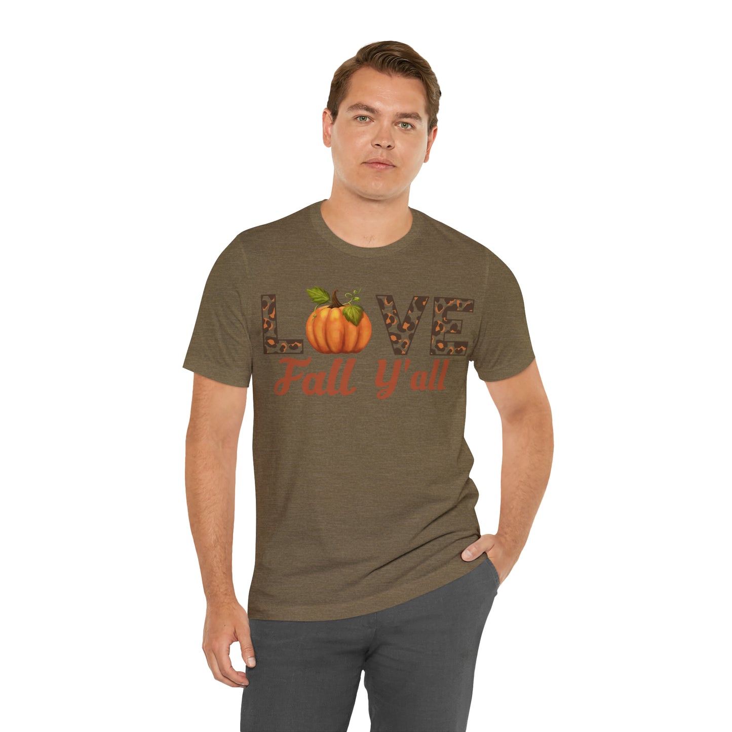 Leopard Print Love Fall Y'all Shirt, Pumpkin Shirt, Fall Shirt for Fall Lover, Fall gift