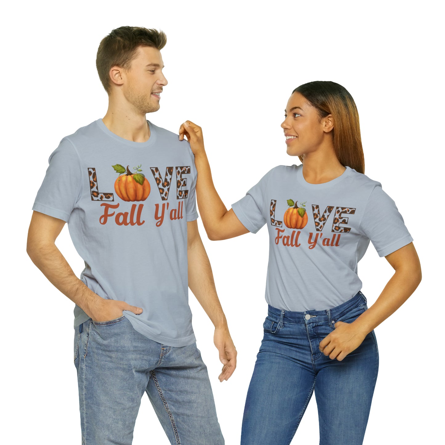 Leopard Print Love Fall Y'all Shirt, Pumpkin Shirt, Fall Shirt for Fall Lover, Fall gift