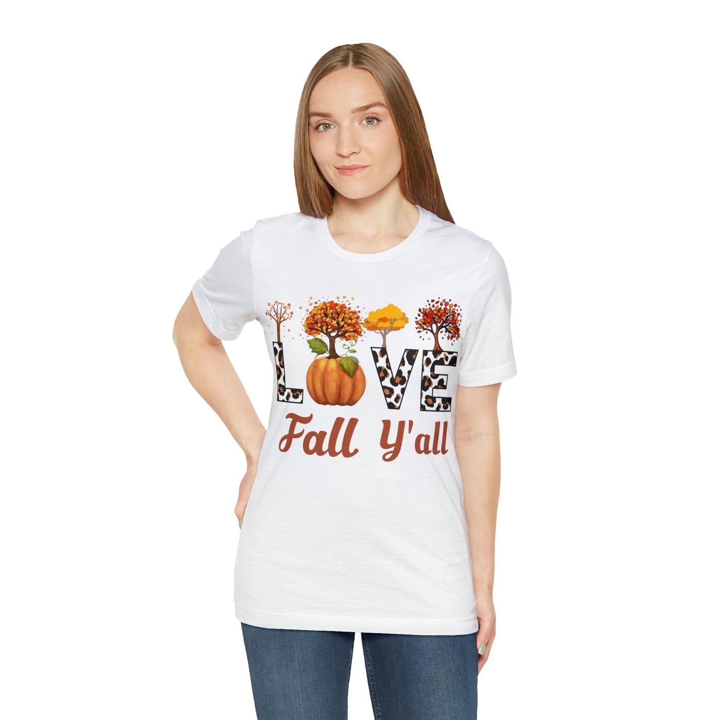 Leopard Print Love Fall Y'all, Fall shirt, Fall lover gift, Nature lover gift. - Giftsmojo