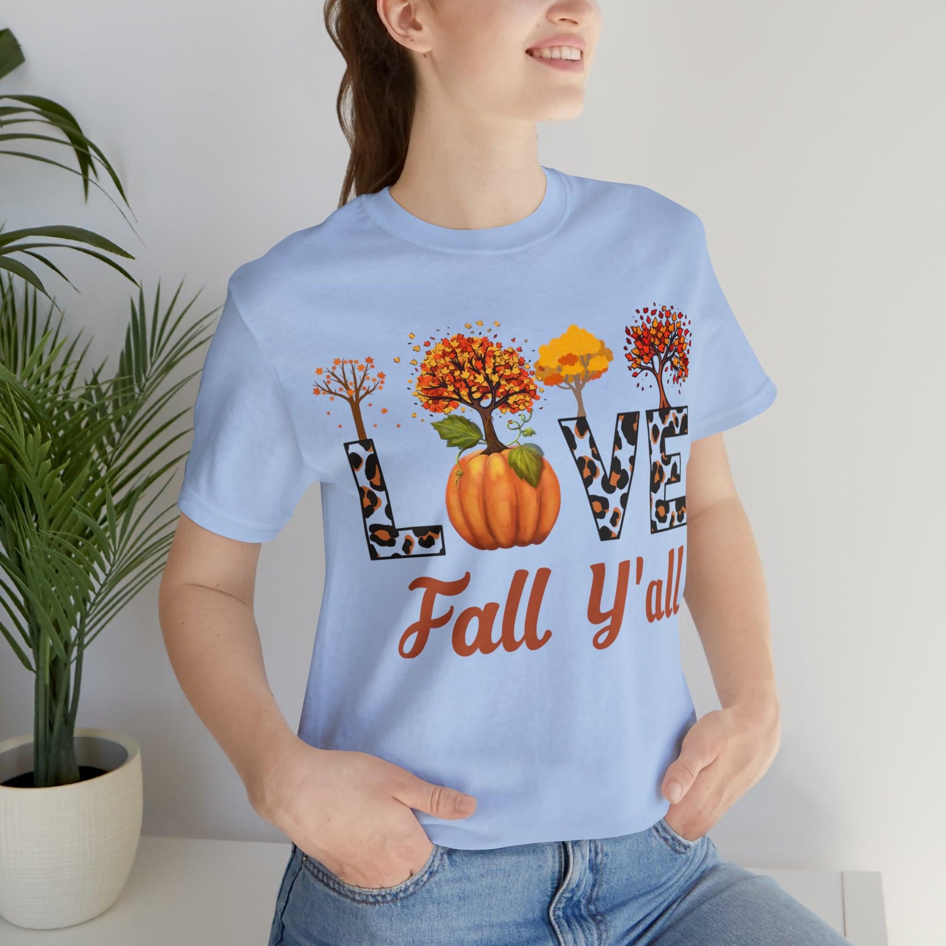 Leopard Print Love Fall Y'all, Fall shirt, Fall lover gift, Nature lover gift. - Giftsmojo