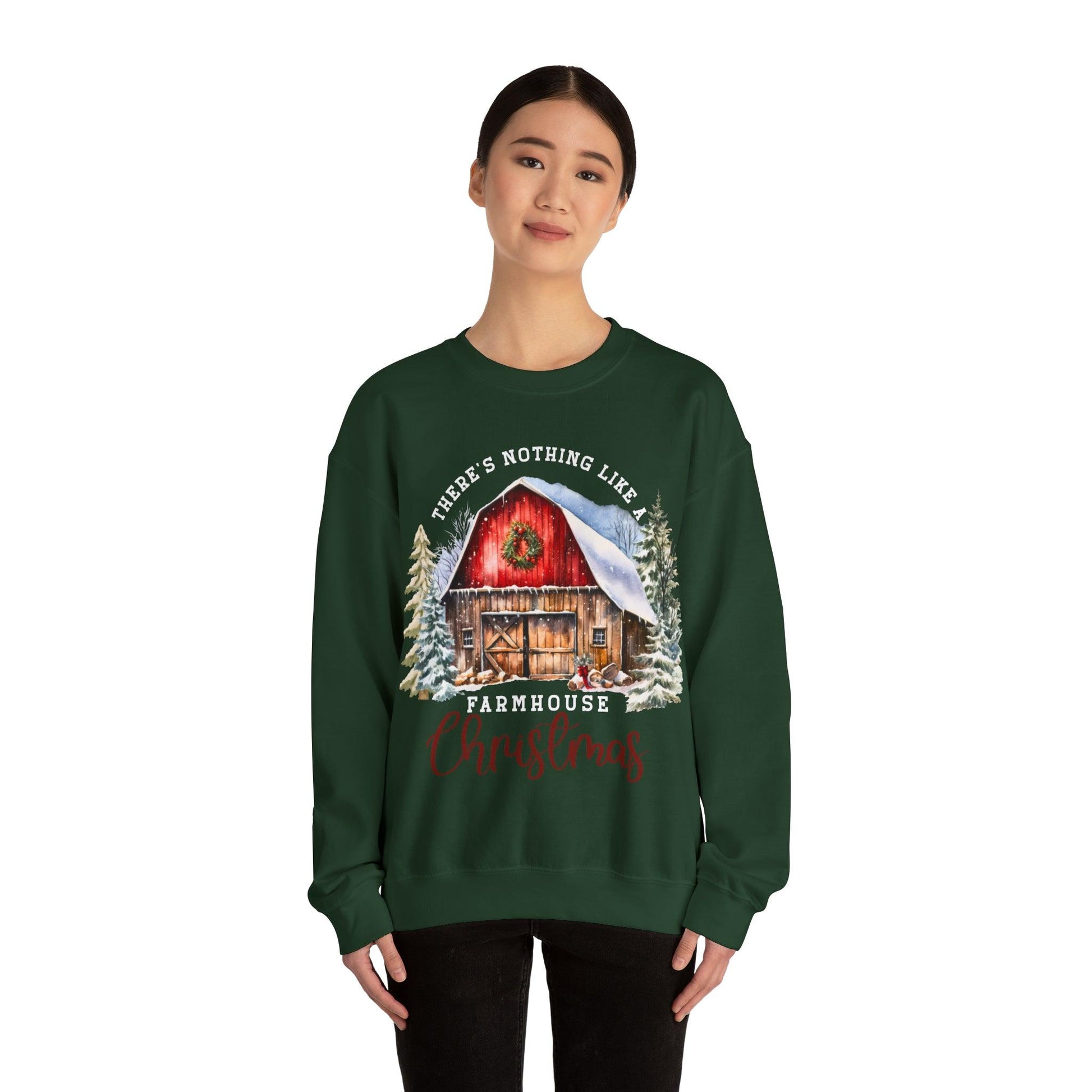 There's Nothing Like A Farmhouse Christmas Sweatshirt Christmas on The Farm Sweatshirt Mooey Christmas Farm Sweatshirt Christmas Sweater Trendy Christmas Shirt Farmers - Giftsmojo