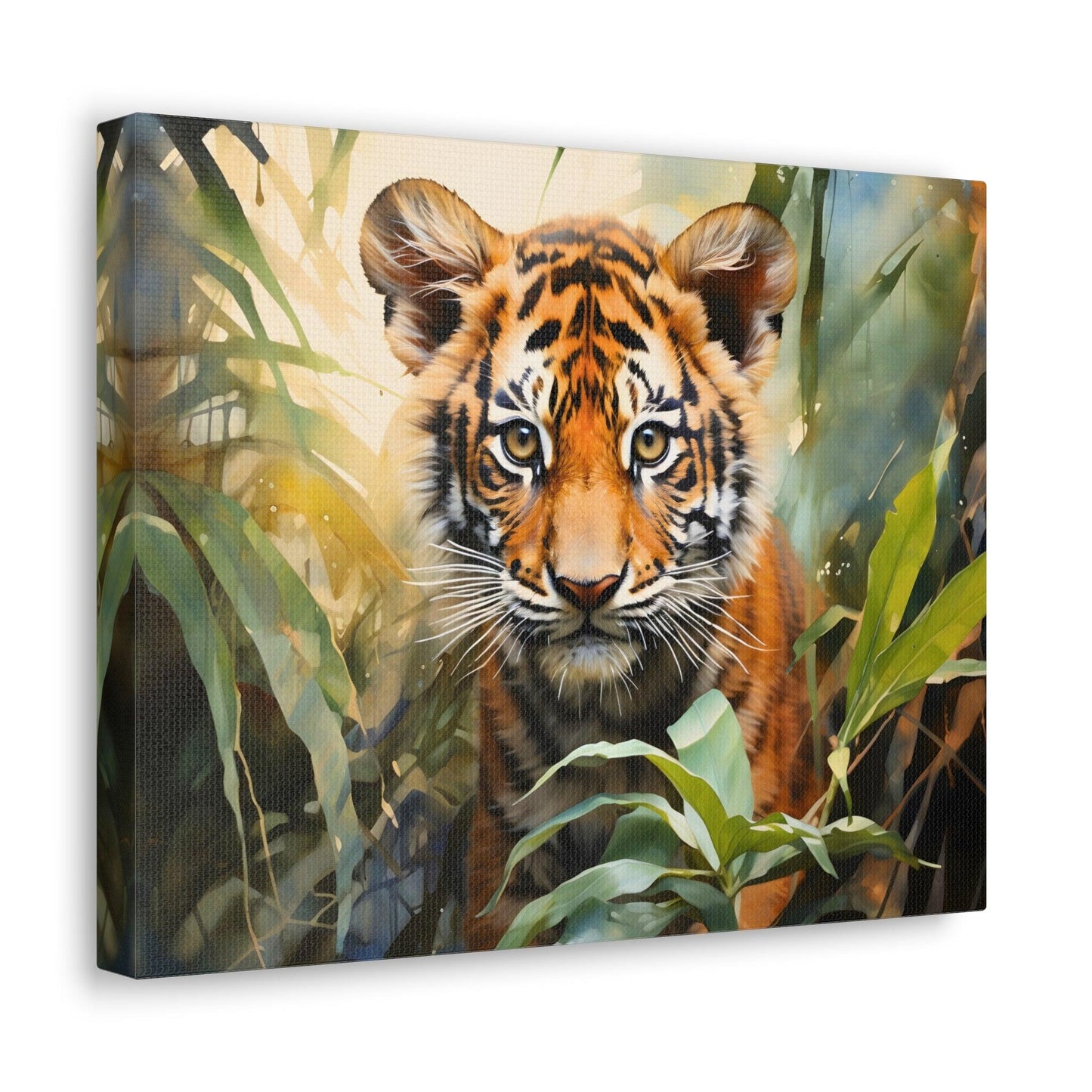 Watercolor Baby Tiger In Nature Art Canvas Gallery Wraps Tiger Print Large Canvas Art Animal Wall Art minimalist Wall Art Lover Gift - Giftsmojo