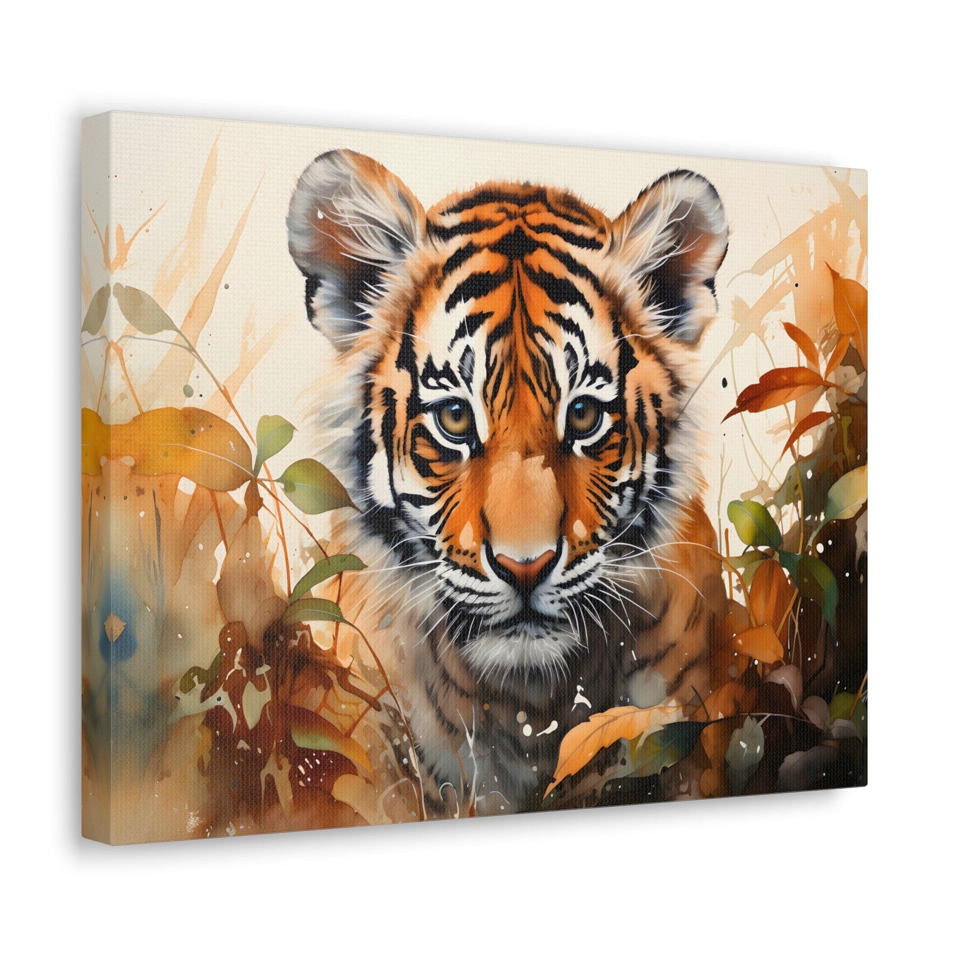 Watercolor Baby Tiger In Nature Art Canvas Gallery Wraps Tiger Print Large Canvas Art Animal Wall Art minimalist Wall Art Lover Gift - Giftsmojo