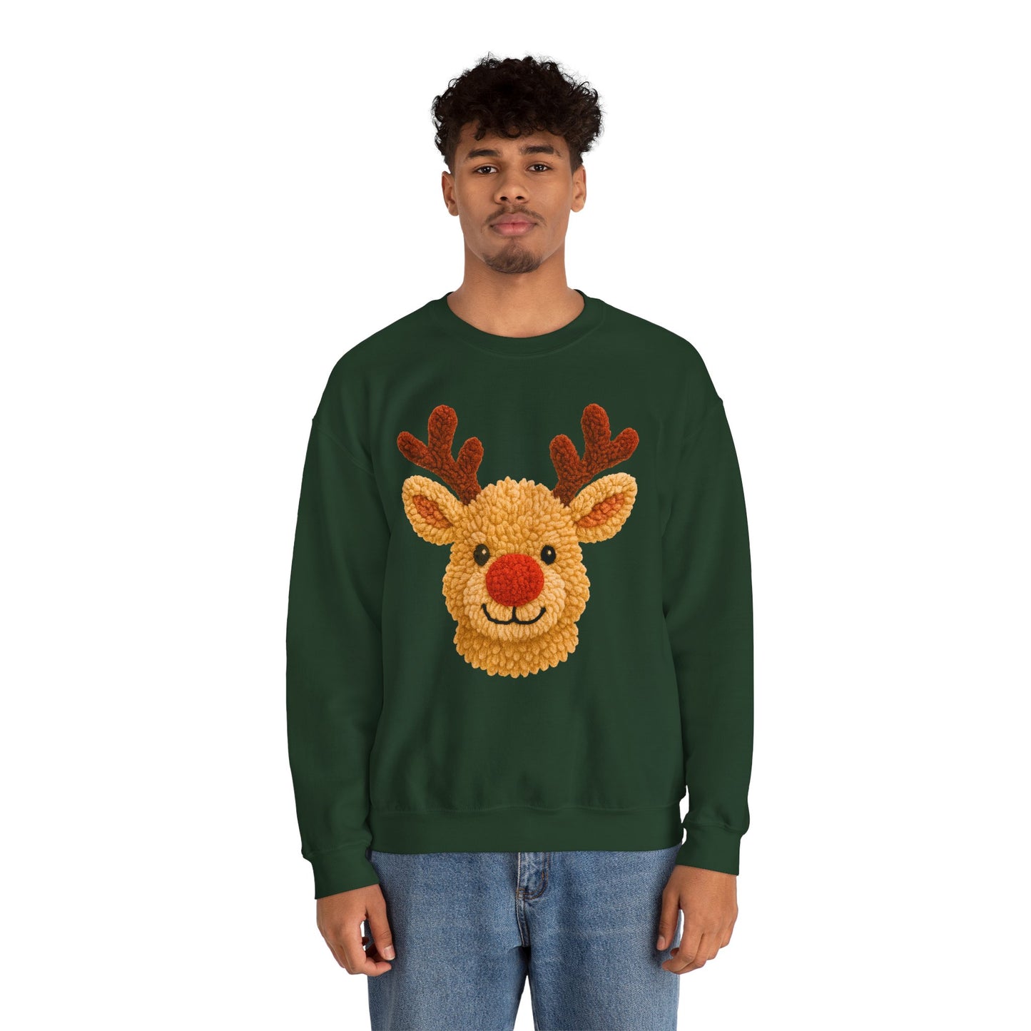 Reindeer Christmas Sweatshirt Unisex Fleece Crew | GiftsMojo
