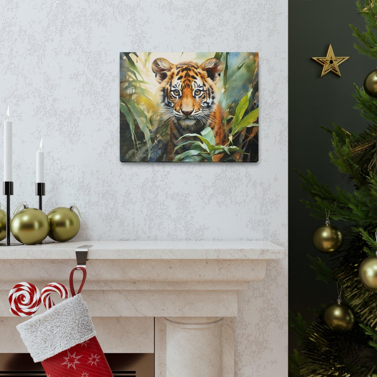 Watercolor Baby Tiger In Nature Art Canvas Gallery Wraps Tiger Print Large Canvas Art Animal Wall Art minimalist Wall Art Lover Gift - Giftsmojo