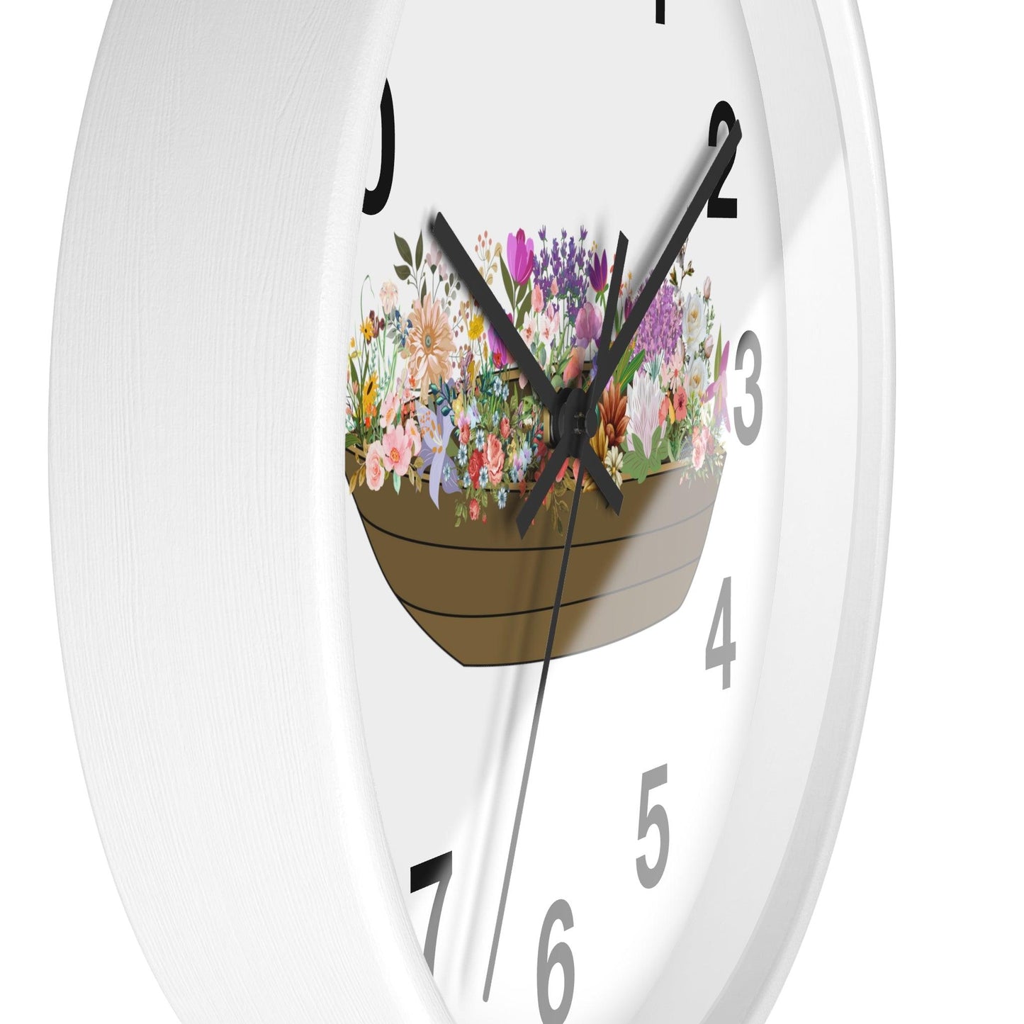 Boat Flower Wall Clock Floral Wall Clock Home Decor Gift House Warming gift - Unique Gift Farmhouse Clocks For Wall Living Room Bedroom