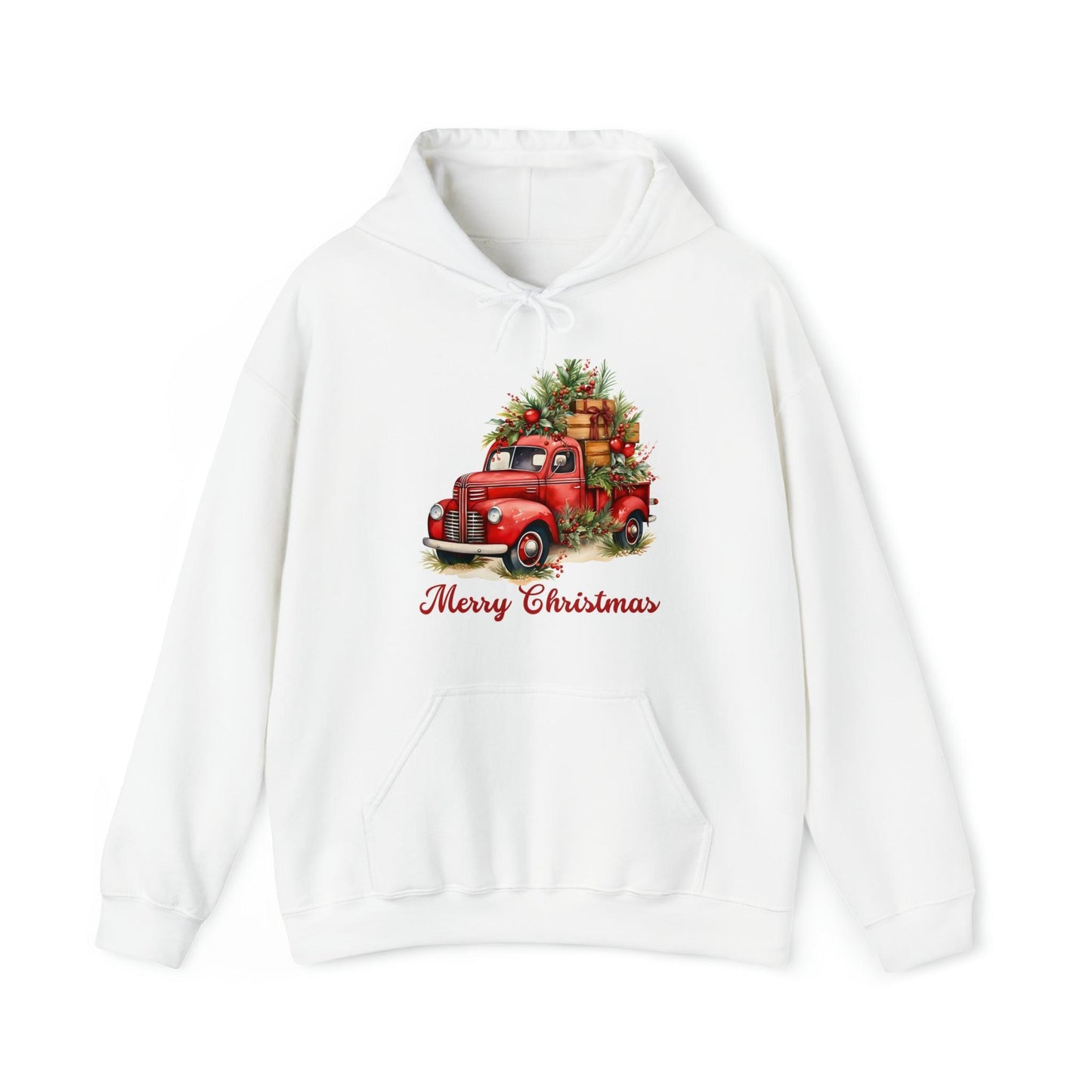 Christmas Tree Truck Hooded Sweatshirt Christmas Truck Sweatshirt Christmas Sweater Truck Pullover Christmas Tree Sweat Pine Tree Pullover - Giftsmojo