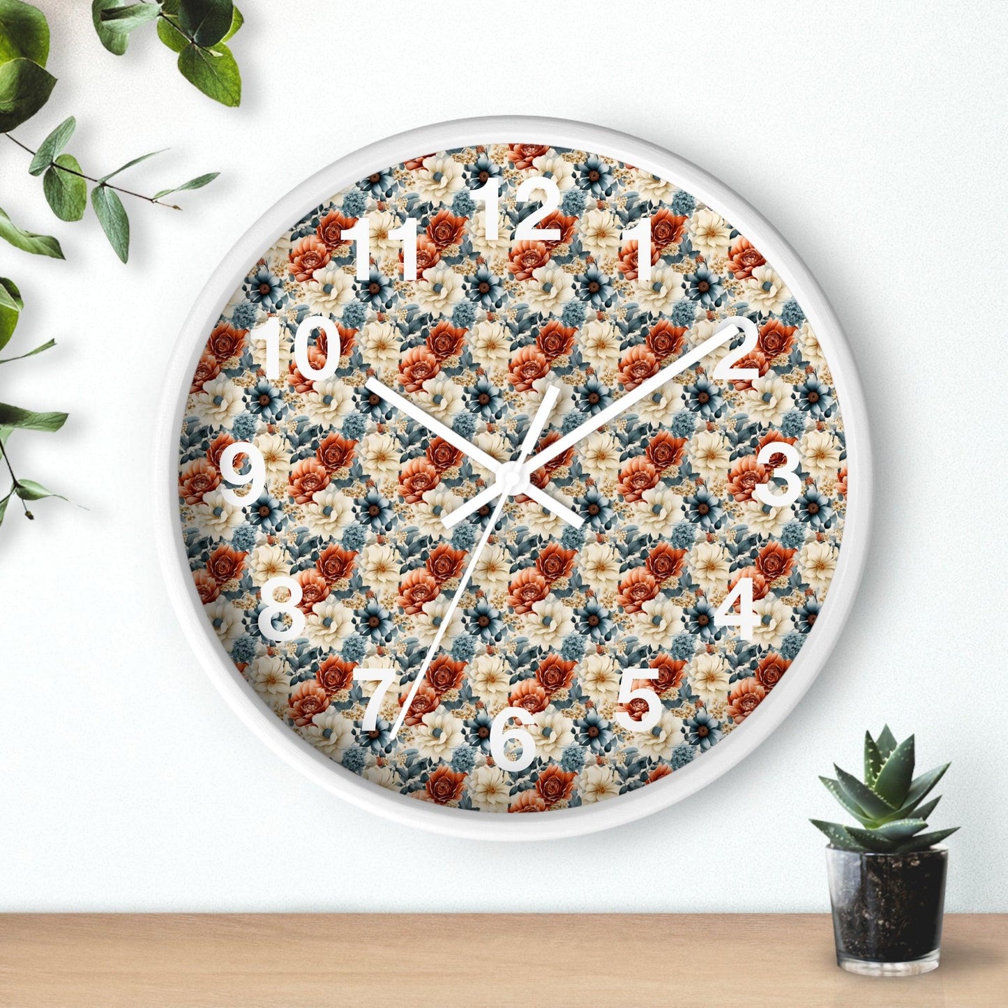 Vintage Flower Wall Clock Floral Wall Clock Kids Room Home Decor New Home House Warming Gift New Home Owner,