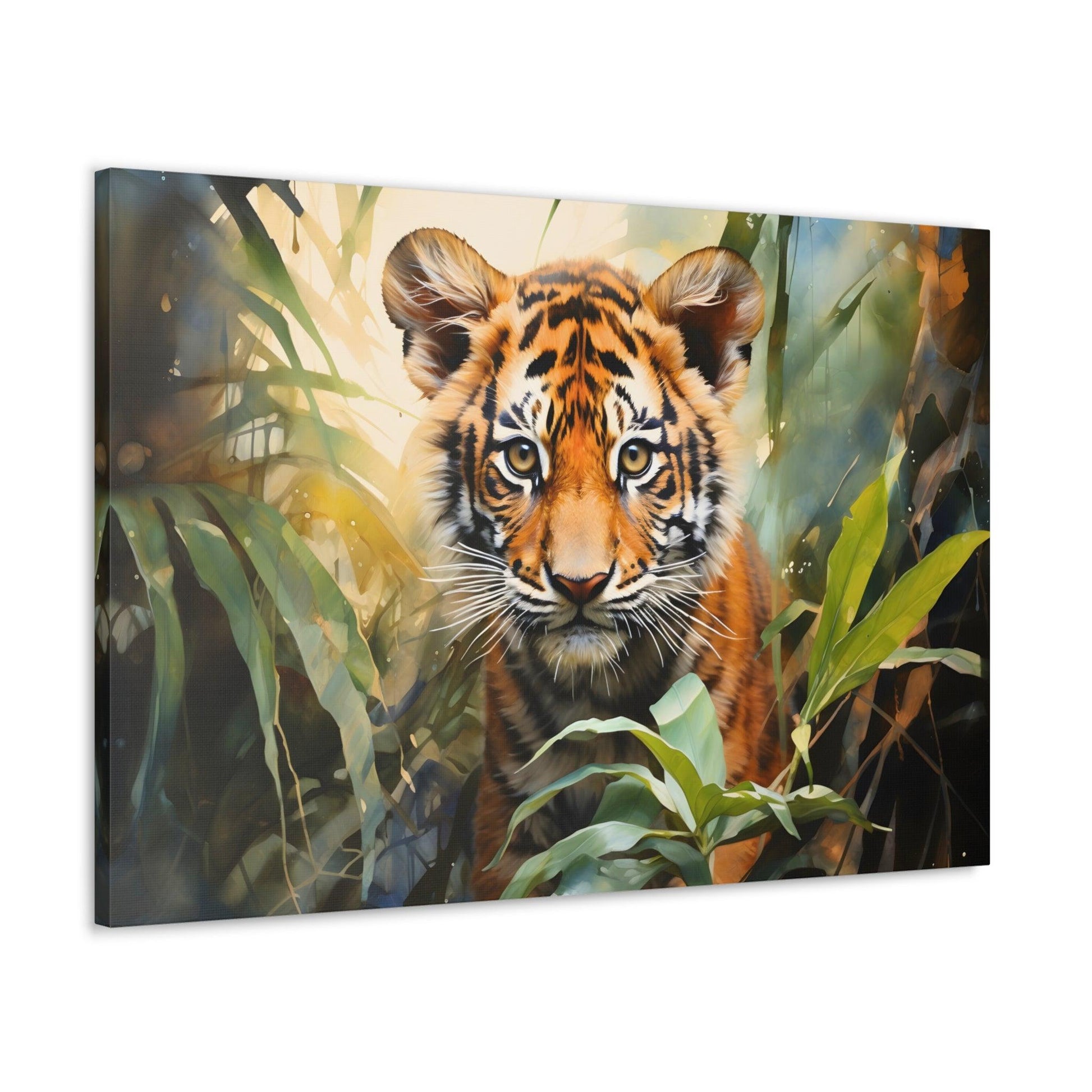 Watercolor Baby Tiger In Nature Art Canvas Gallery Wraps Tiger Print Large Canvas Art Animal Wall Art minimalist Wall Art Lover Gift - Giftsmojo