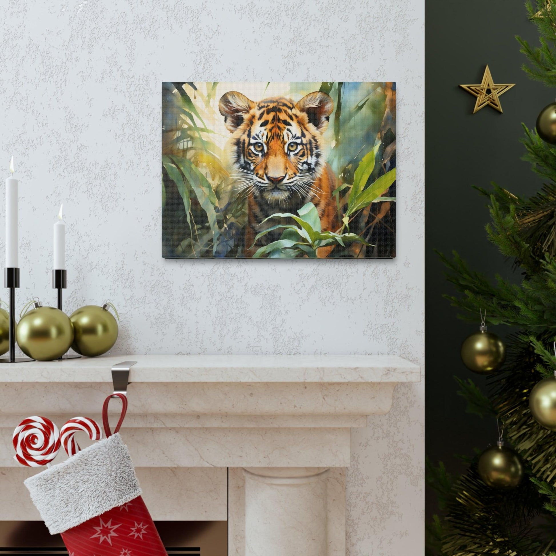 Watercolor Baby Tiger In Nature Art Canvas Gallery Wraps Tiger Print Large Canvas Art Animal Wall Art minimalist Wall Art Lover Gift - Giftsmojo